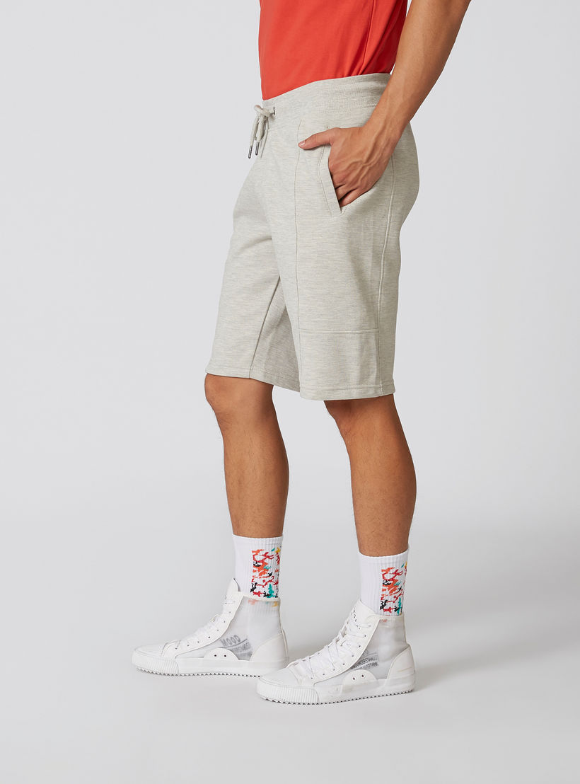 Iconic Slim Fit Textured Shorts with Drawstring Waistband-men-clothing-bottoms-shorts-image-4
