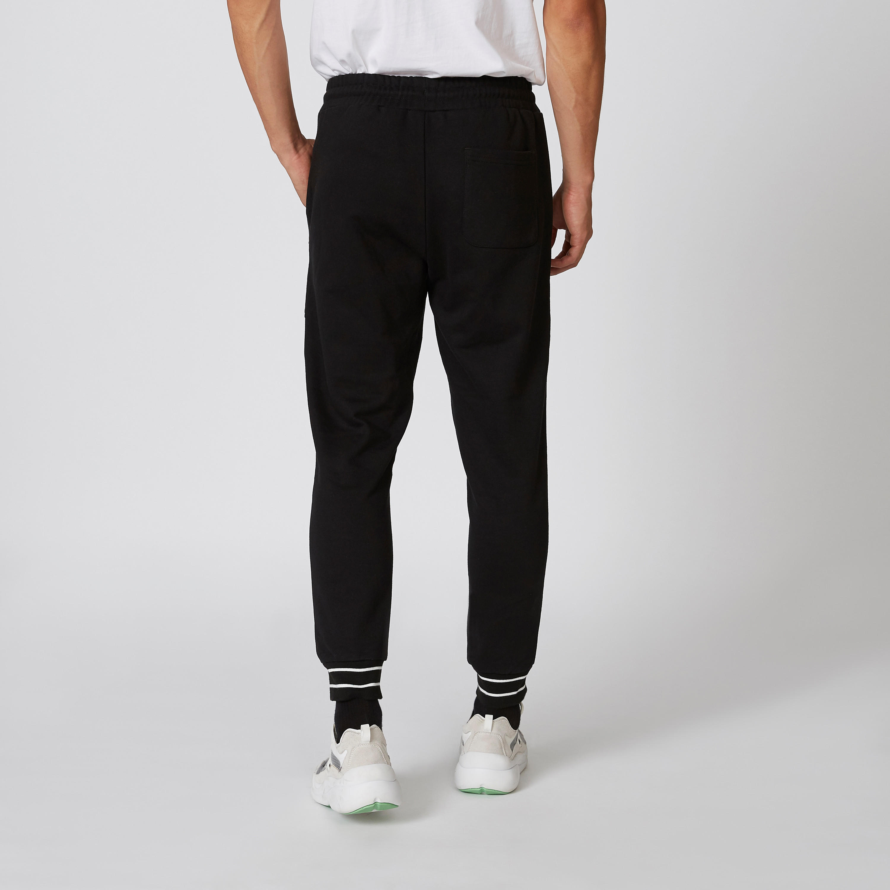 بنطلون رياضي طويل بقصّة سليم وخصر متوسط الارتفاع وتقليم من آيكونيك-men-clothing-bottoms-joggers-image-2