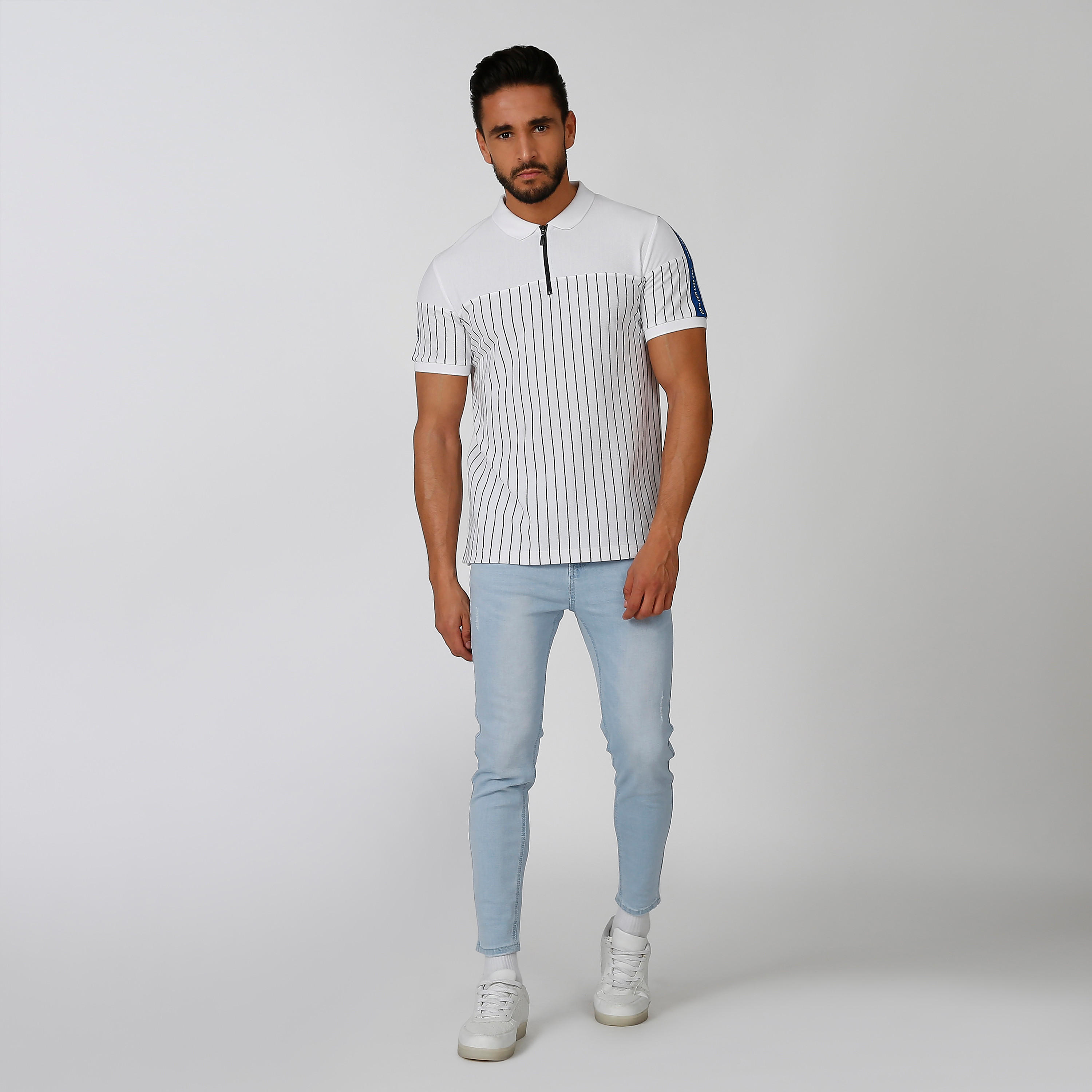 تيشيرت بولو سليم مخطط بسحّاب من آيكونيك-men-clothing-tshirtsandpolos-polos-image-5