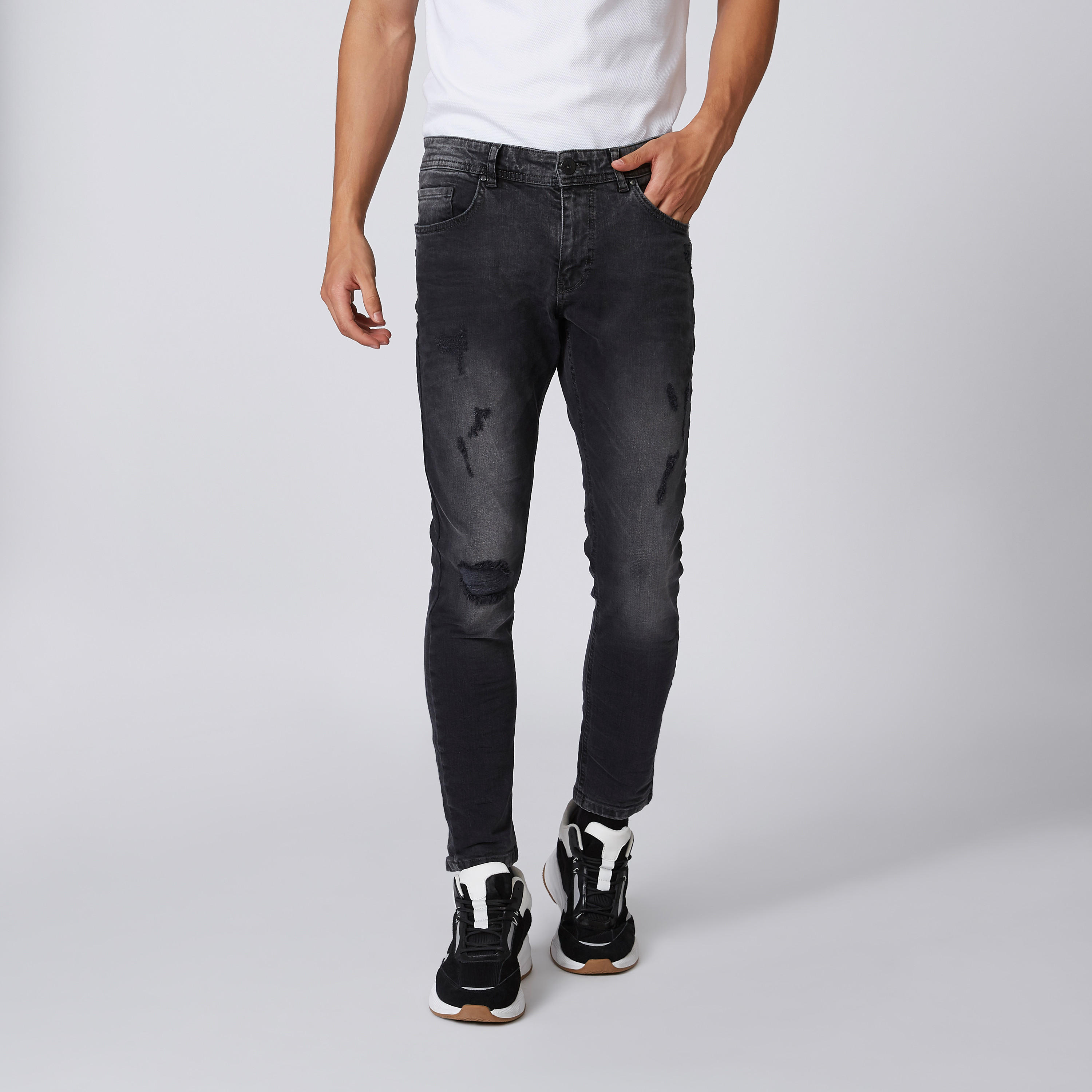 بنطلون جينز طويل بخصر متوسط الارتفاع وجيوب وحلقات للحزام من آيكونيك-men-clothing-bottoms-jeans-image-3