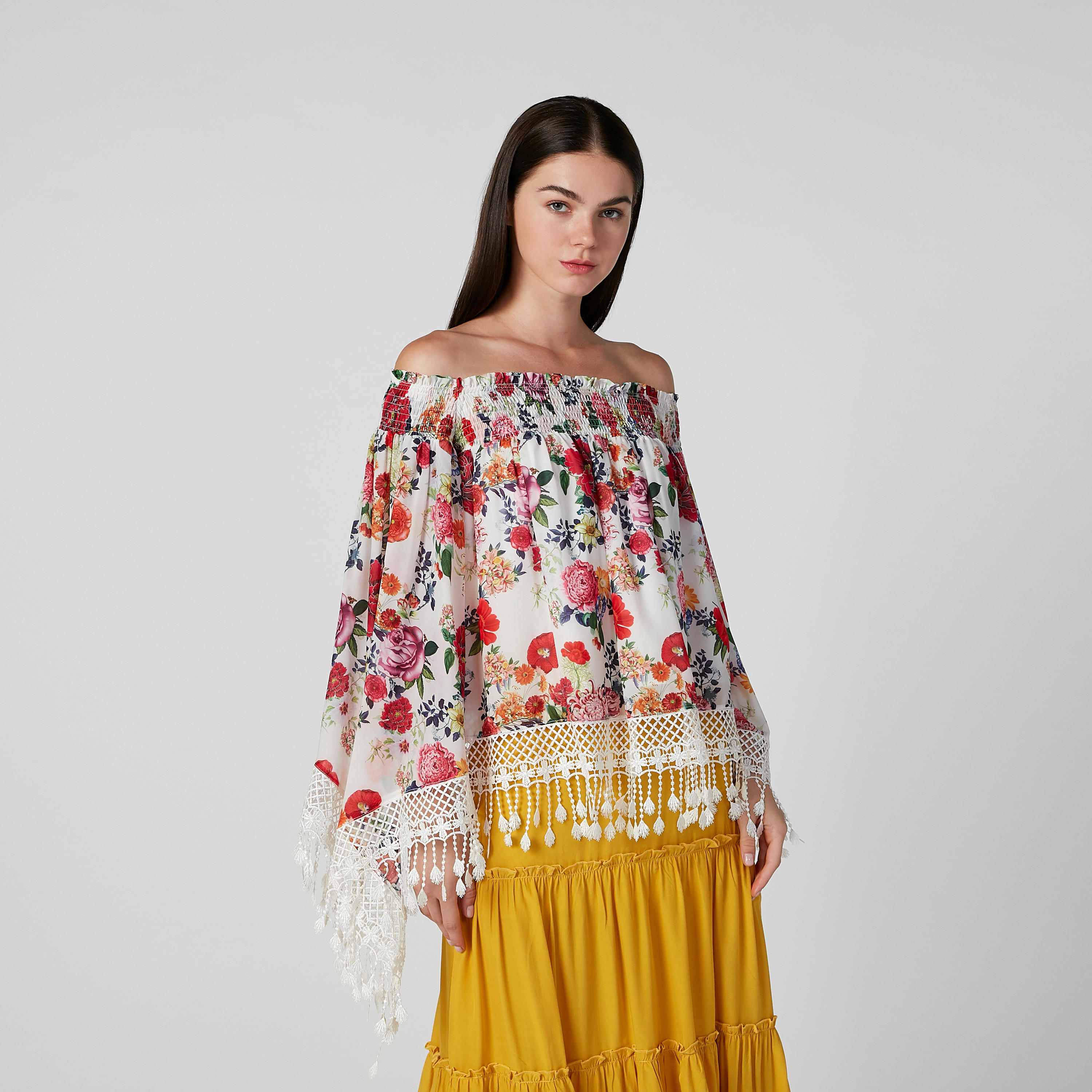 Iconic Floral Top with Bardot Neck and Flared Sleeves-women-clothing-shirtsandblouses-blouses-image-1