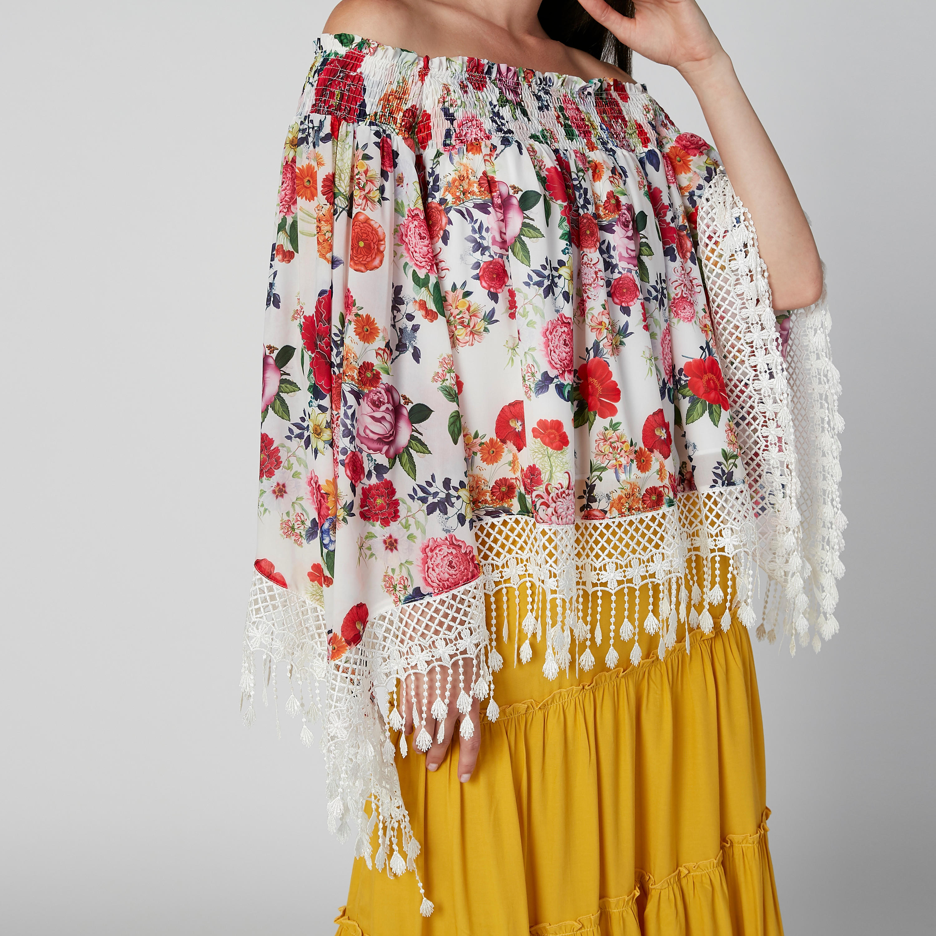 Iconic Floral Top with Bardot Neck and Flared Sleeves-women-clothing-shirtsandblouses-blouses-image-3