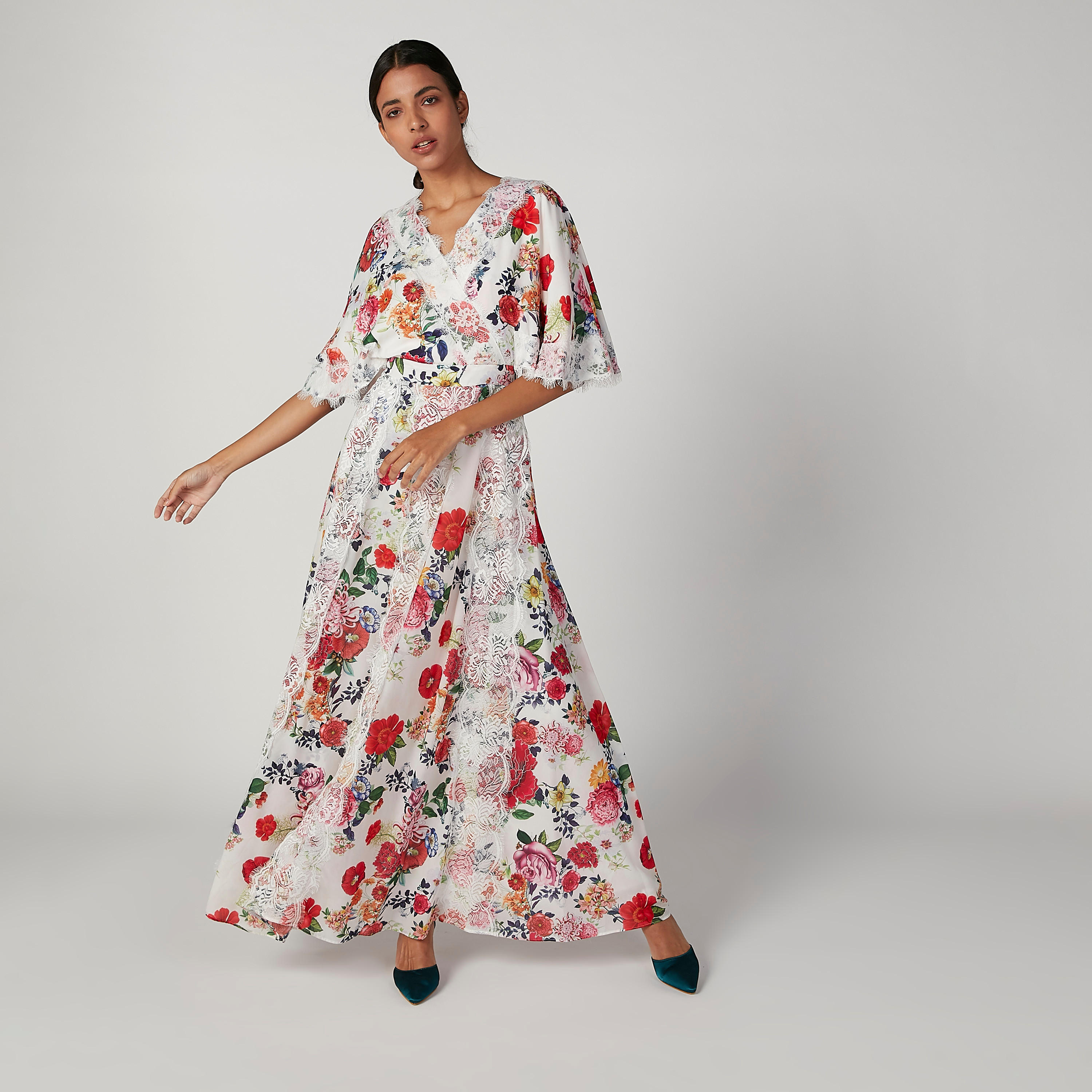 فستان طويل إيه لاين بياقة V وأكمام واسعة وطبعات من آيكونيك-women-clothing-dresses-image-5