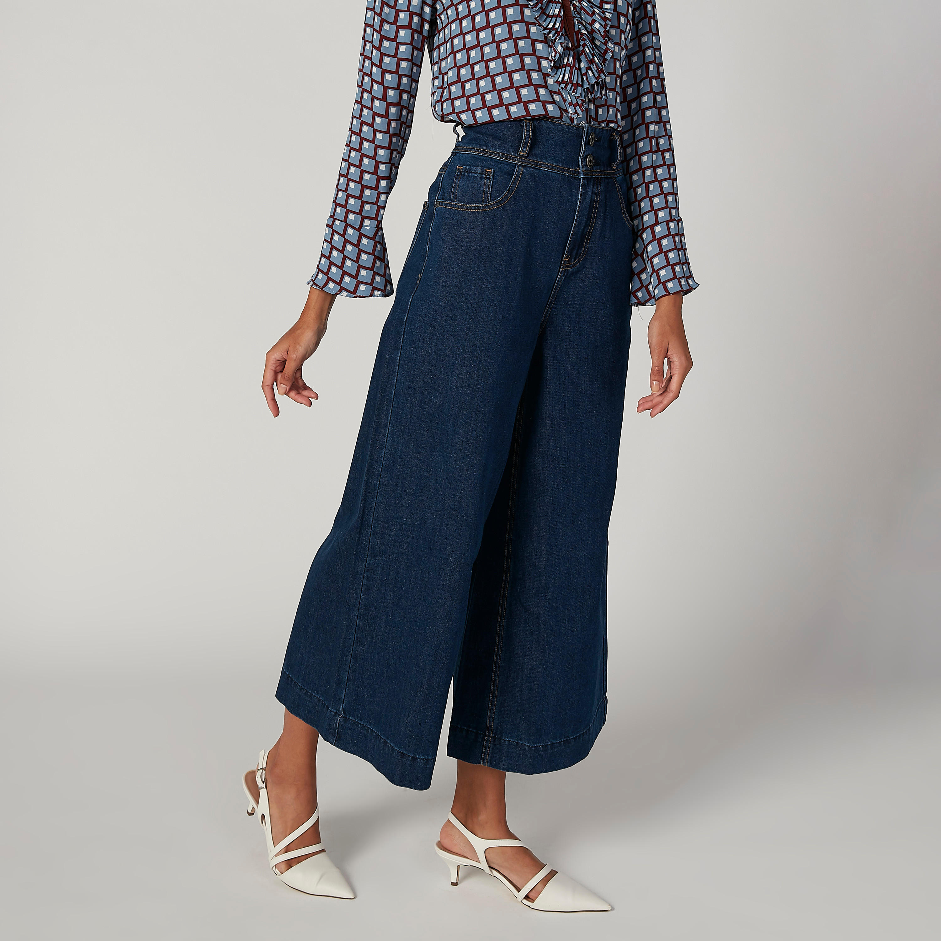 بنطلون جينز سادة بقصّة واسعة وخصر متوسط الارتفاع وجيوب من آيكونيك-women-clothing-bottoms-jeans-image-5