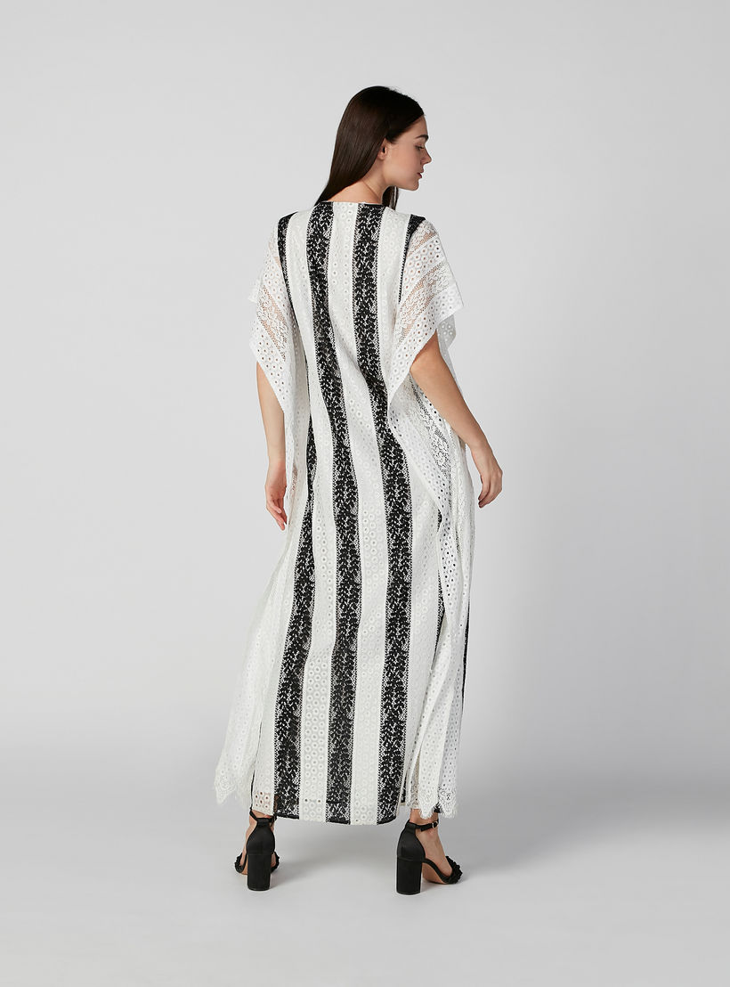 فستان دانتيل إيه لاين طويل بأكمام متصلة وأربطة من آيكونيك-women-clothing-dresses-image-4