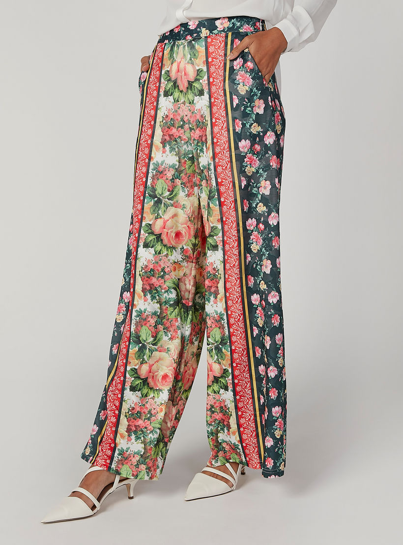بنطلون بالازو بقصّة واسعة وخصر متوسط الارتفاع وطبعات زهرية من آيكونيك-women-clothing-bottoms-trousers-image-4