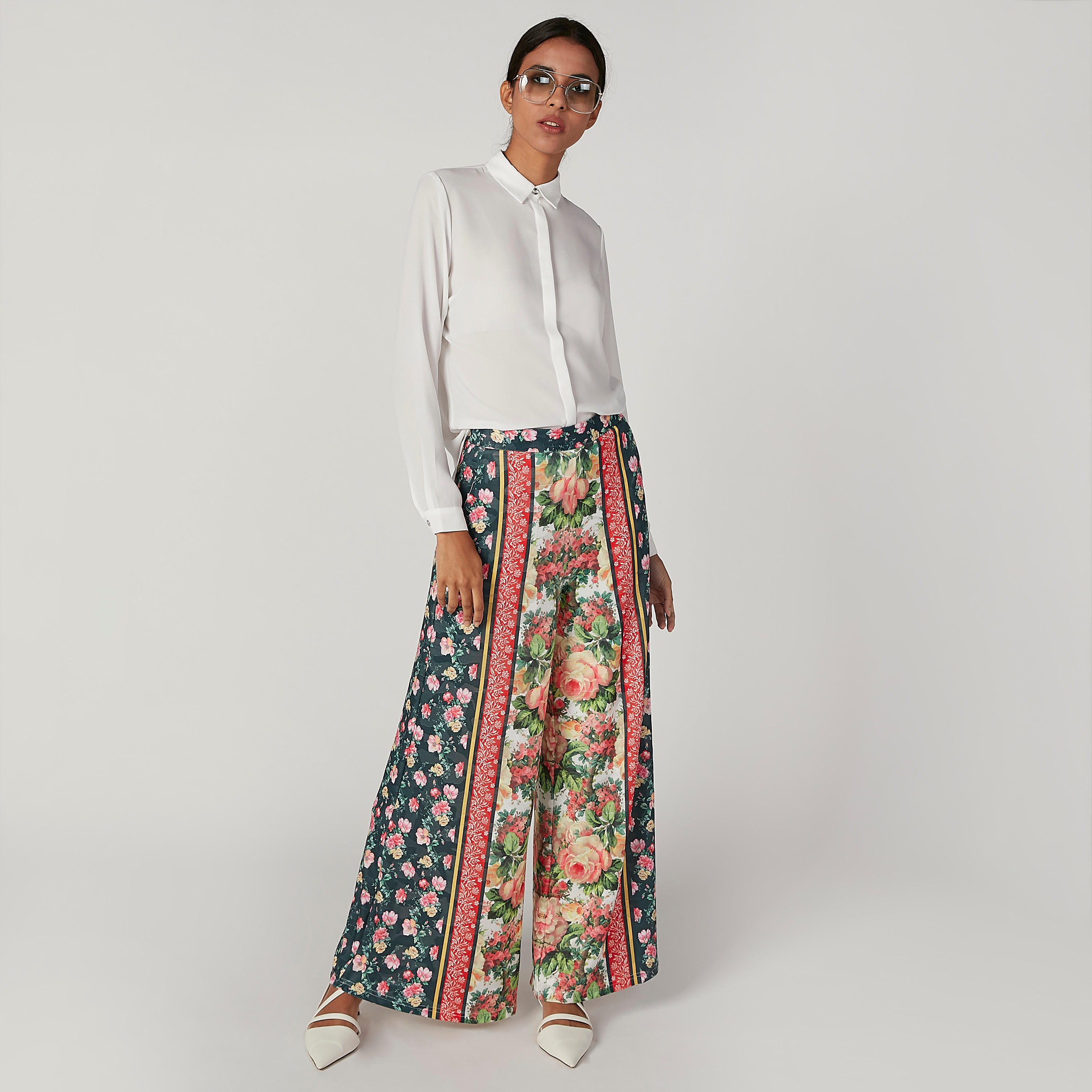 بنطلون بالازو بقصّة واسعة وخصر متوسط الارتفاع وطبعات زهرية من آيكونيك-women-clothing-bottoms-trousers-image-5
