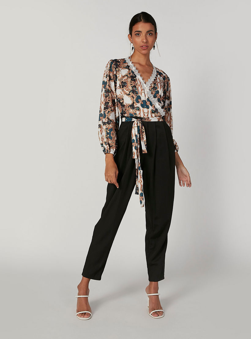 جمبسوت بيزلي بأكمام بيشوب وأربطة من آيكونيك-women-clothing-jumpsuits-image-1