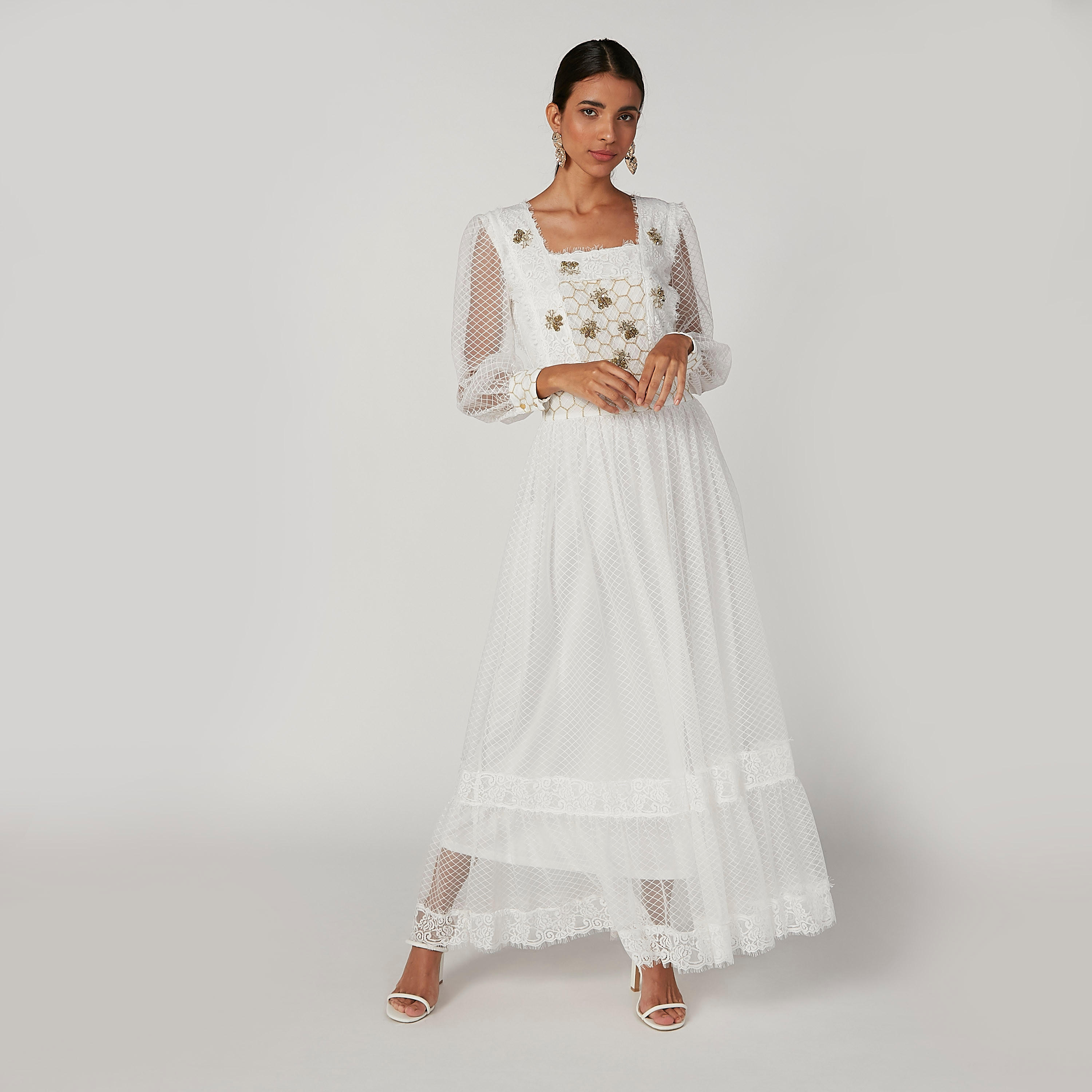 فستان طويل إيه لاين بارز الملمس بأكمام طويلة من آيكونيك-women-clothing-dresses-image-1