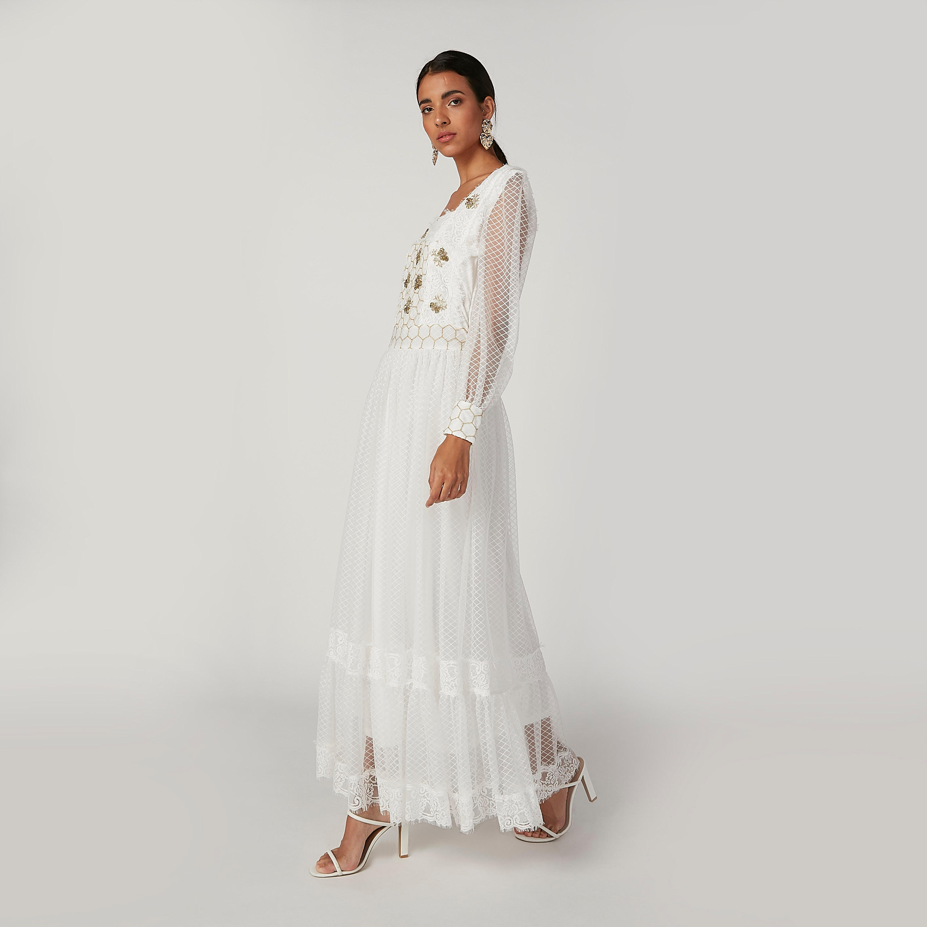 فستان طويل إيه لاين بارز الملمس بأكمام طويلة من آيكونيك-women-clothing-dresses-image-3