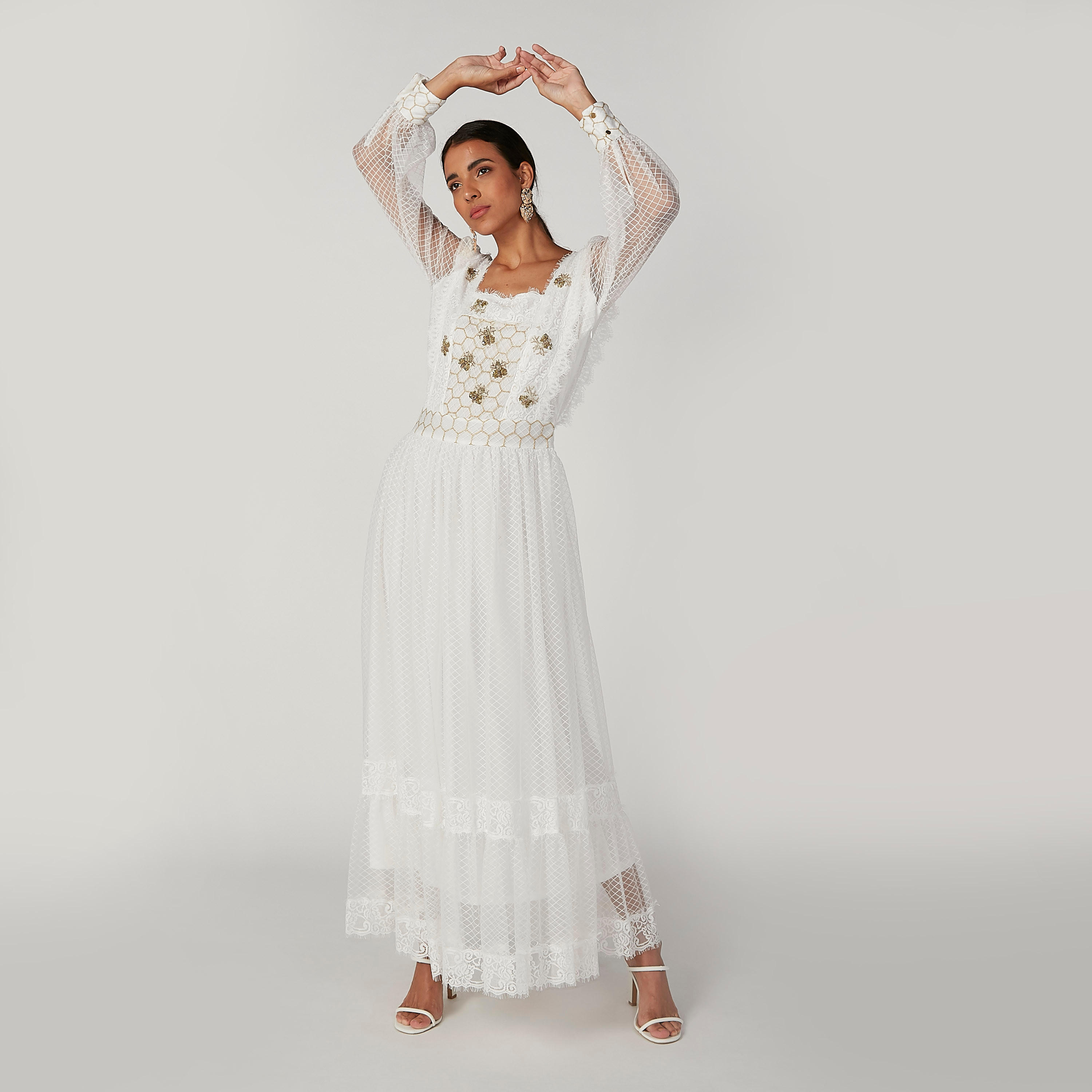 فستان طويل إيه لاين بارز الملمس بأكمام طويلة من آيكونيك-women-clothing-dresses-image-4