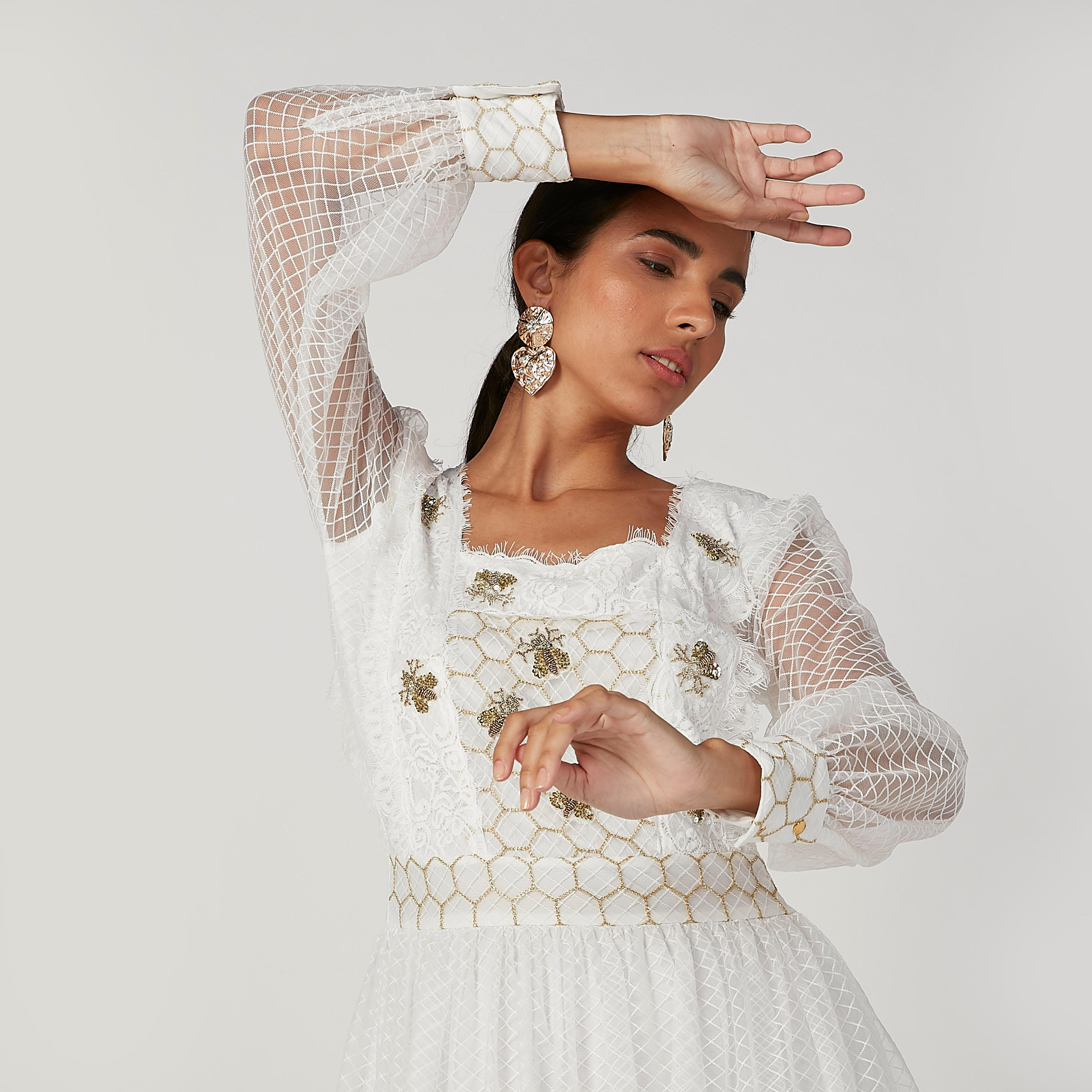 فستان طويل إيه لاين بارز الملمس بأكمام طويلة من آيكونيك-women-clothing-dresses-image-6
