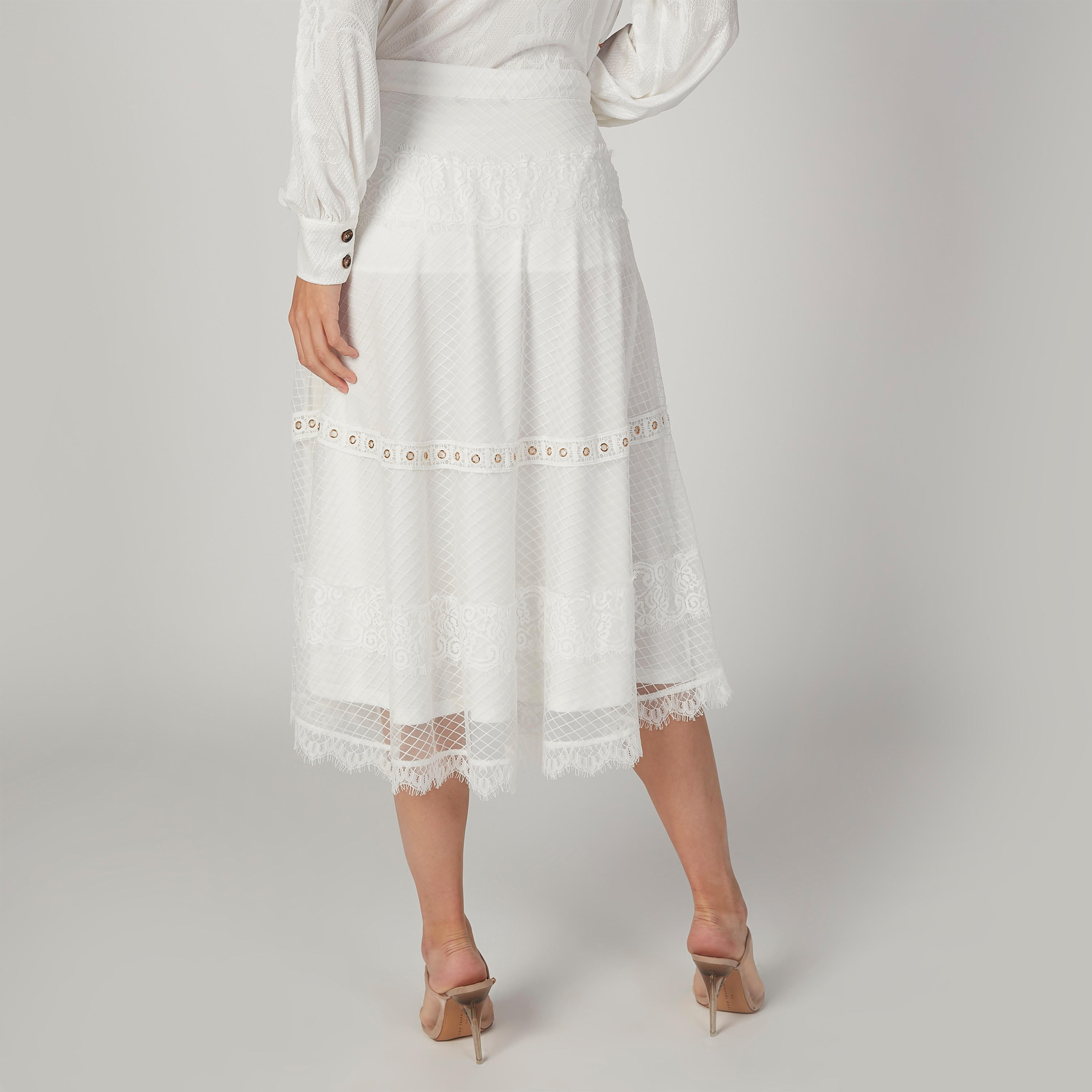 تنورة ميدي إيه لاين بارزة الملمس بخصر مطّاطي من آيكونيك-women-clothing-bottoms-skirts-image-4