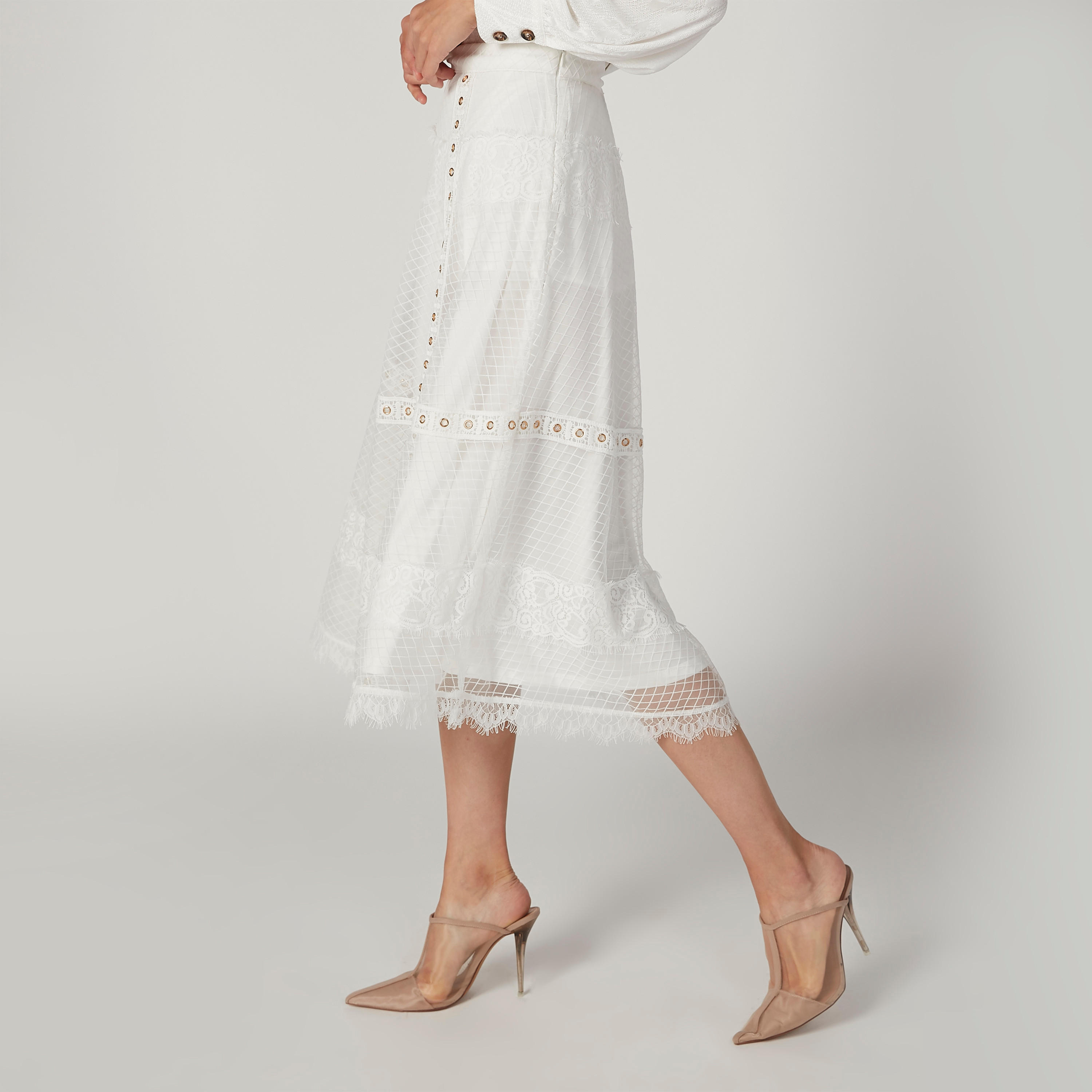 تنورة ميدي إيه لاين بارزة الملمس بخصر مطّاطي من آيكونيك-women-clothing-bottoms-skirts-image-5