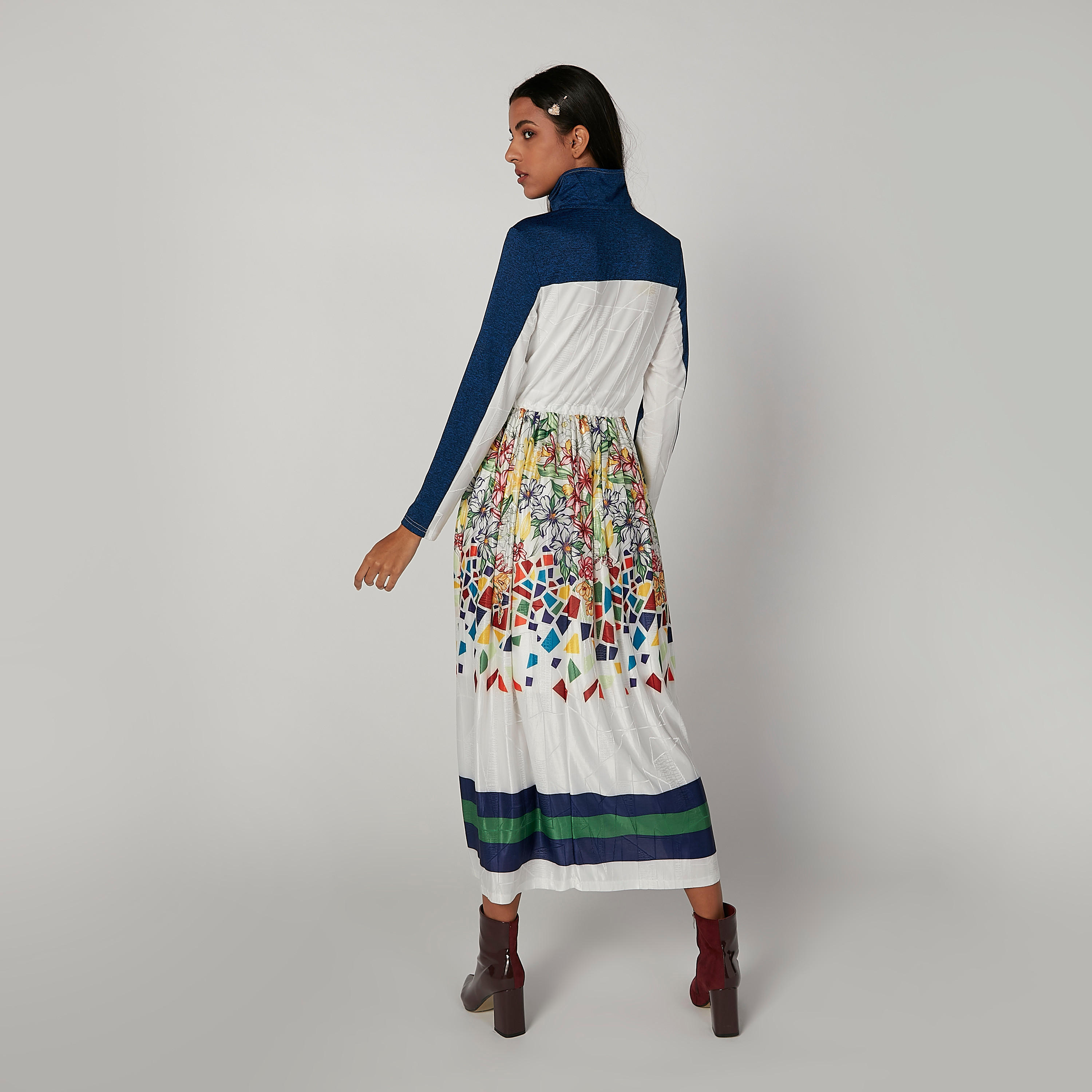 فستان ميدي إيه لاين بطبعات وأكمام طويلة وسحّاب إغلاق من آيكونيك-women-clothing-dresses-image-3