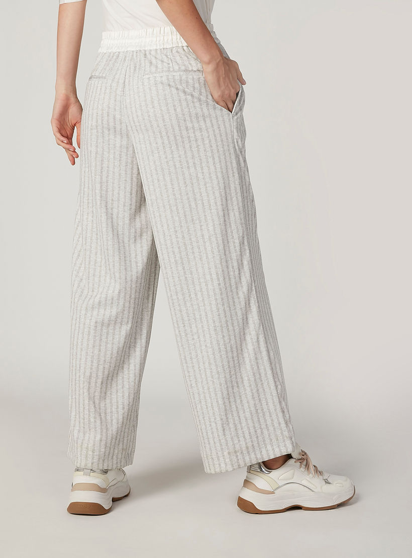 بنطلون مخطط بقصّة واسعة وخصر متوسط الارتفاع وجيوب من آيكونيك-women-clothing-bottoms-trousers-image-4