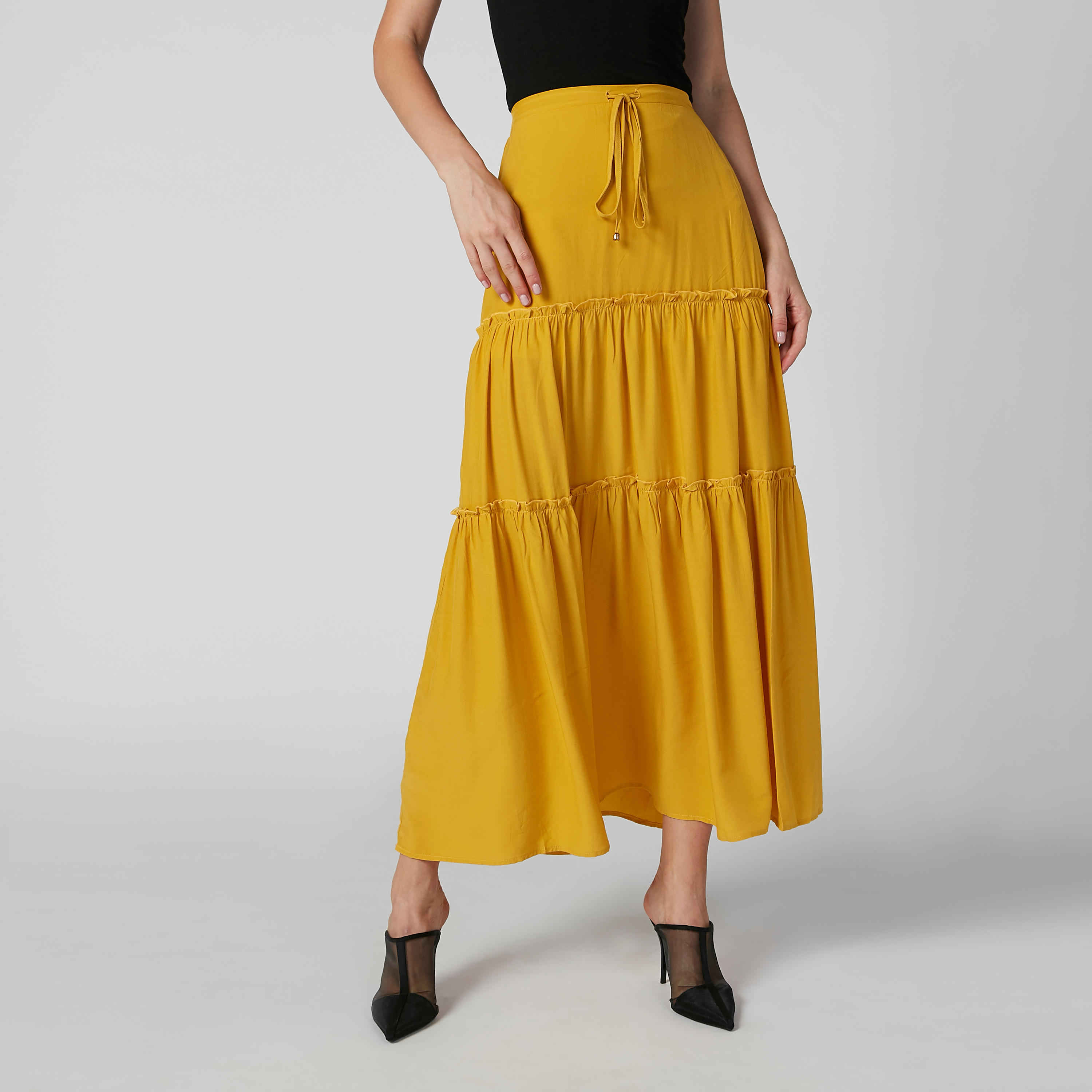 تنورة ماكسي إيه لاين سادة باربطة من آيكونيك-women-clothing-bottoms-skirts-image-4