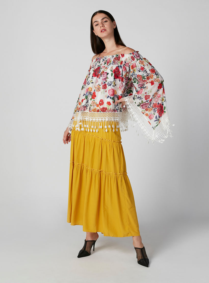تنورة ماكسي إيه لاين سادة باربطة من آيكونيك-women-clothing-bottoms-skirts-image-3
