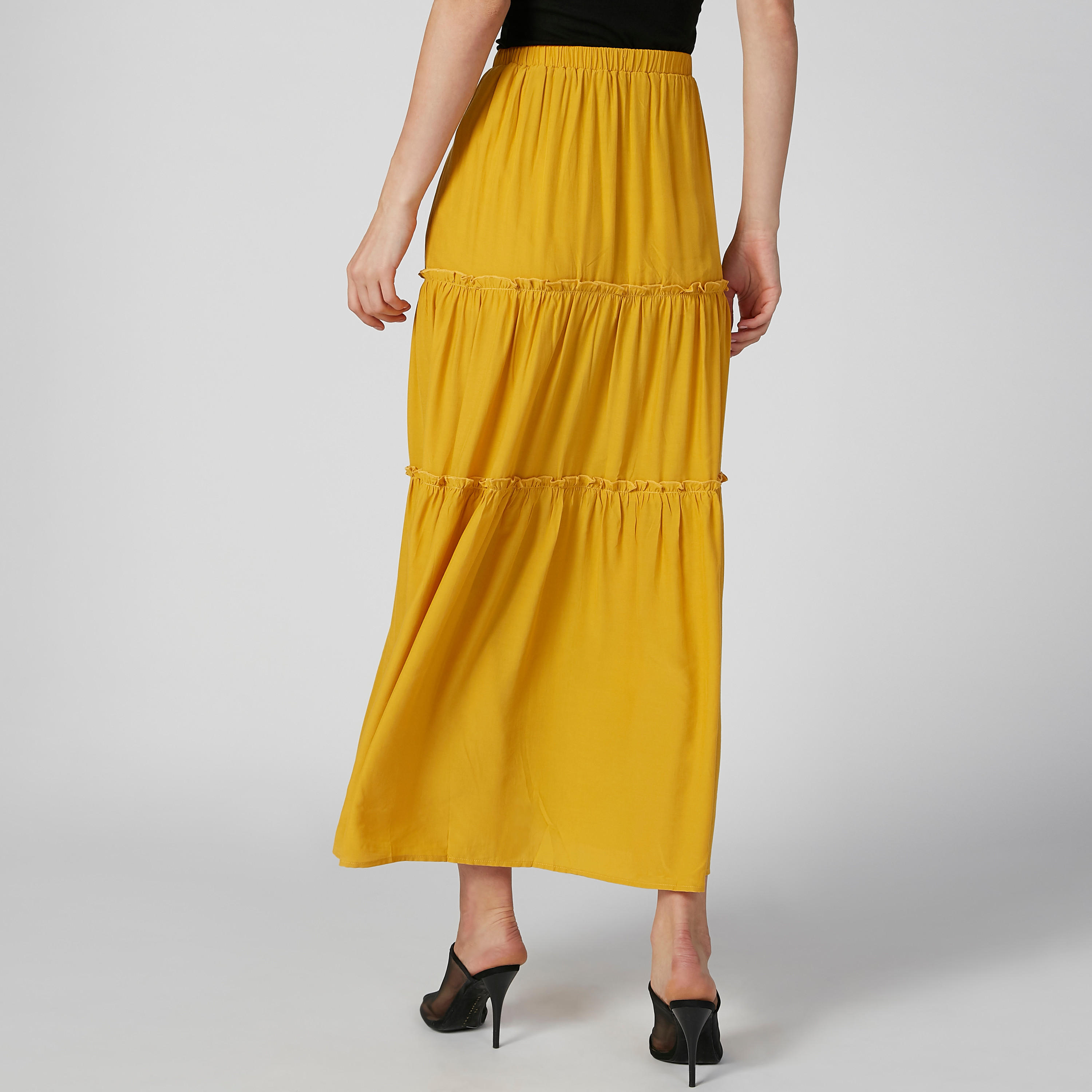 تنورة ماكسي إيه لاين سادة باربطة من آيكونيك-women-clothing-bottoms-skirts-image-1