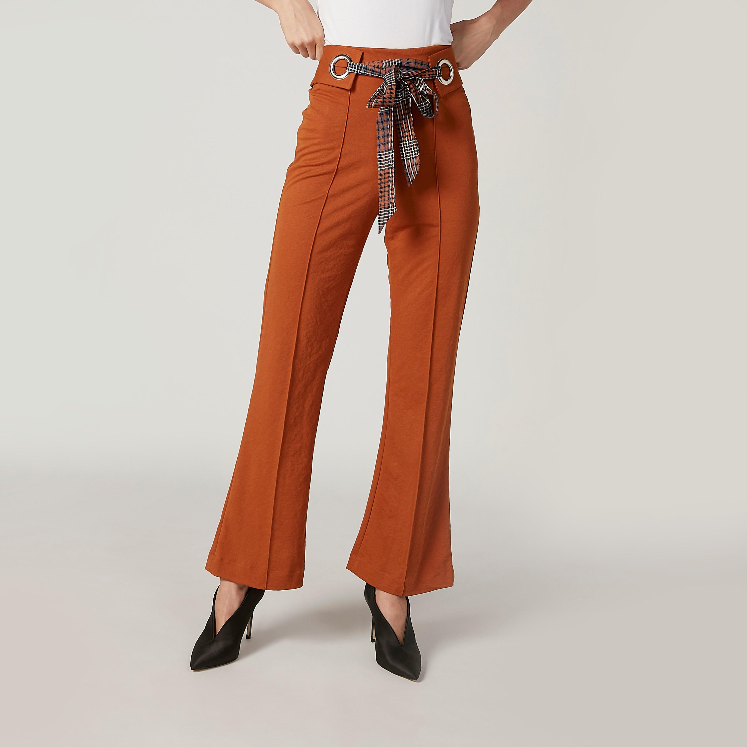 Iconic Plain Mid Waist Trousers with Tie Ups-women-clothing-bottoms-trousers-image-1