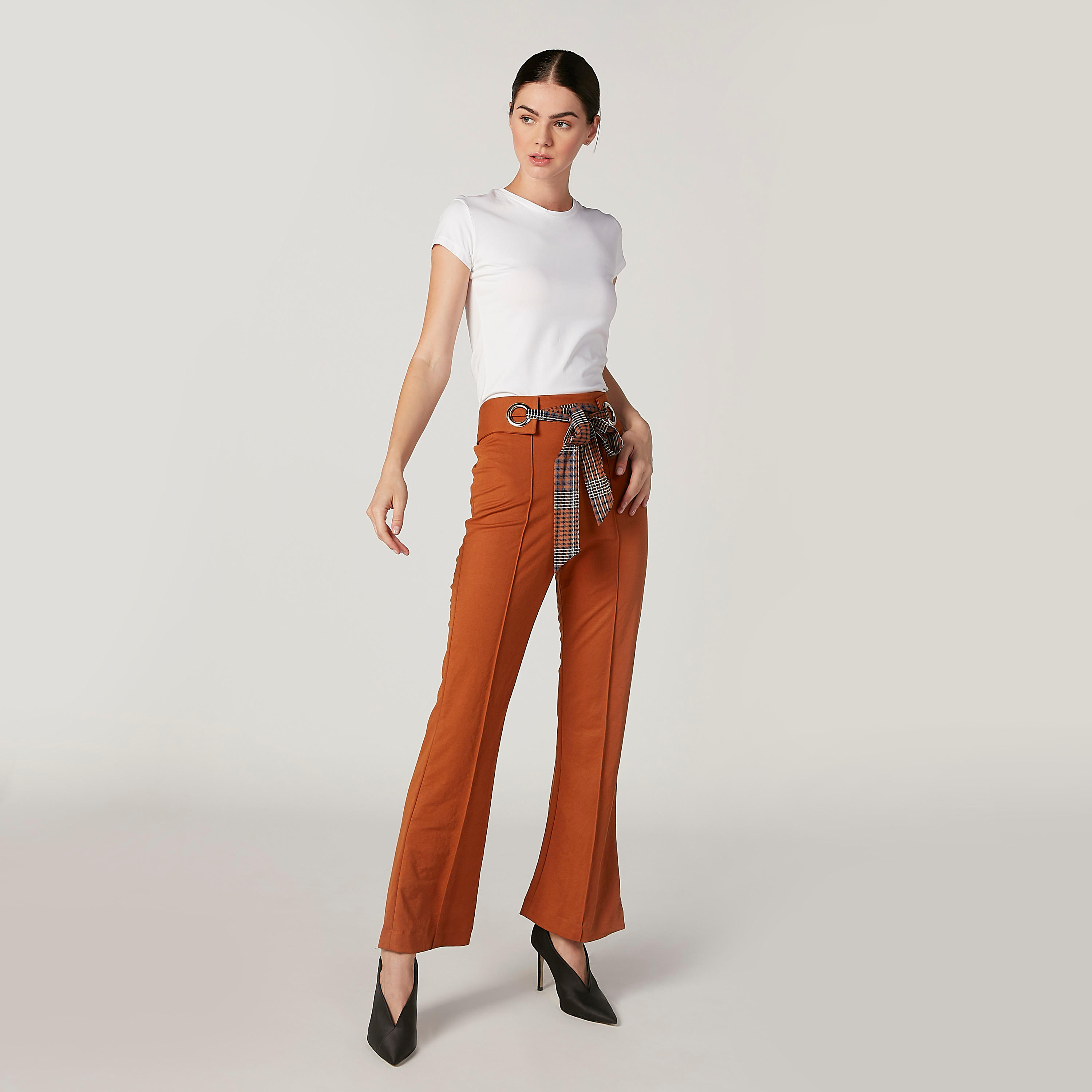 Iconic Plain Mid Waist Trousers with Tie Ups-women-clothing-bottoms-trousers-image-2