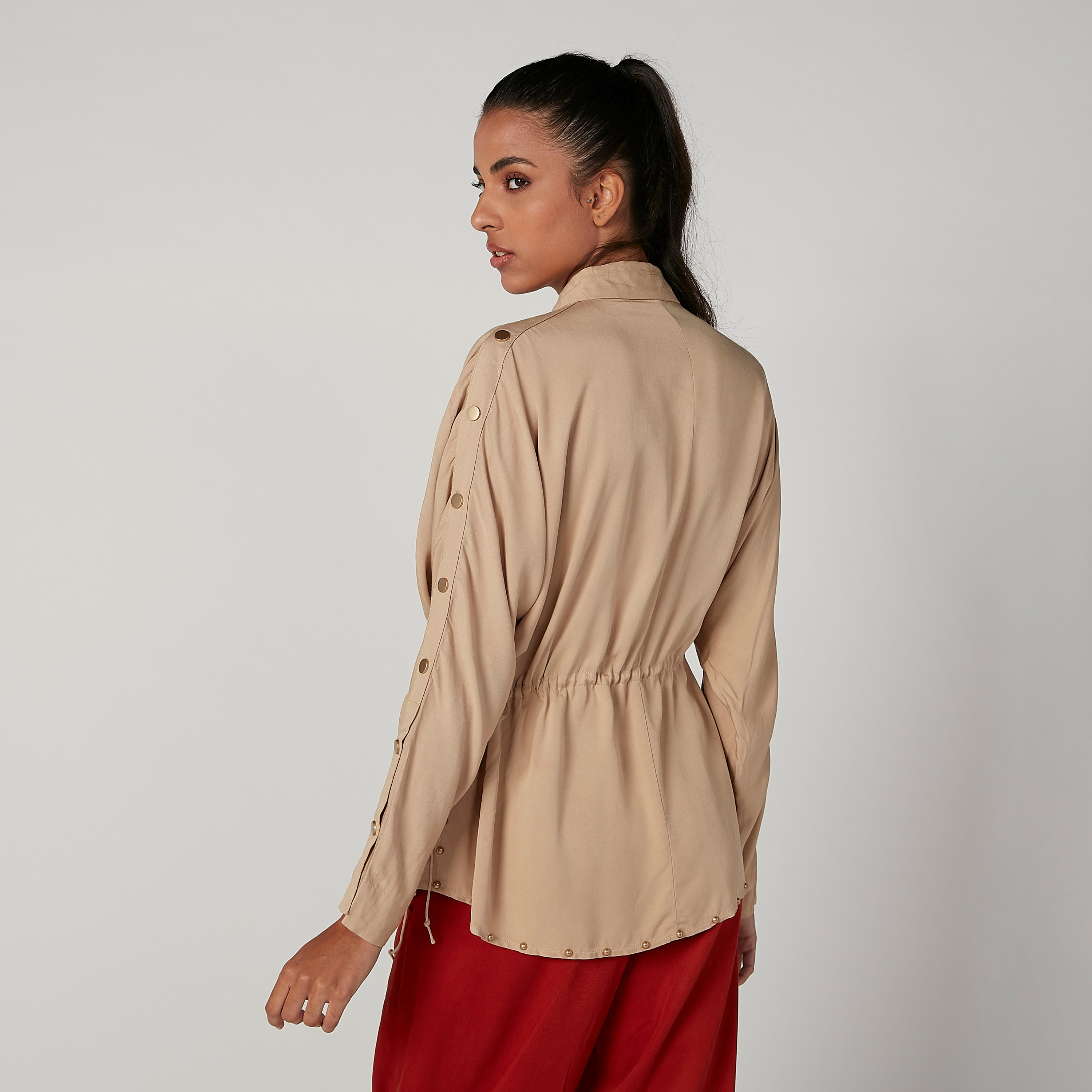 Iconic Plain Shirt with Long Sleeves and Drawstring-women-clothing-shirtsandblouses-shirts-image-3