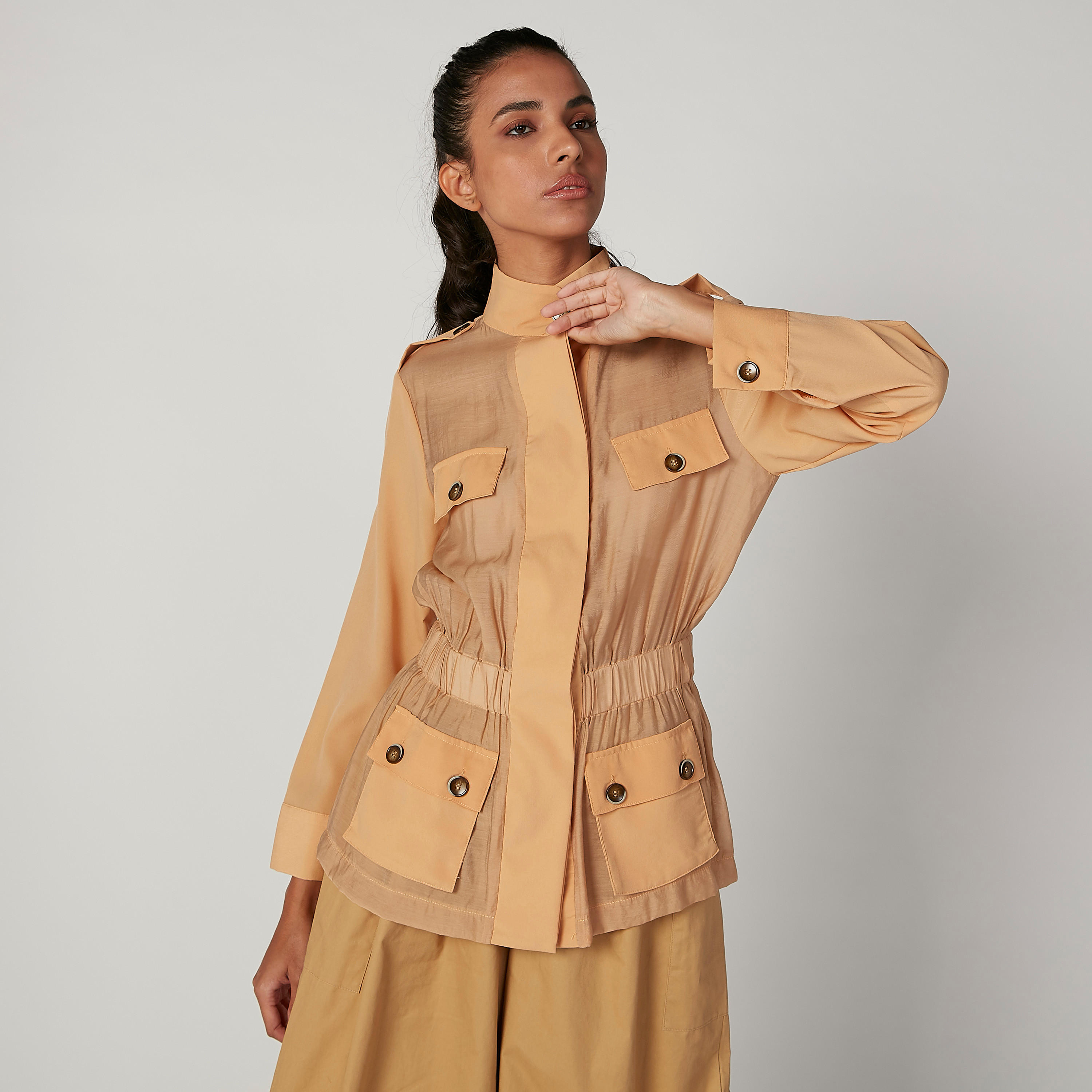 Iconic Plain Jacket with Long Sleeves and Pocket Detail-women-winterwear-coatsandjackets-jackets-image-1