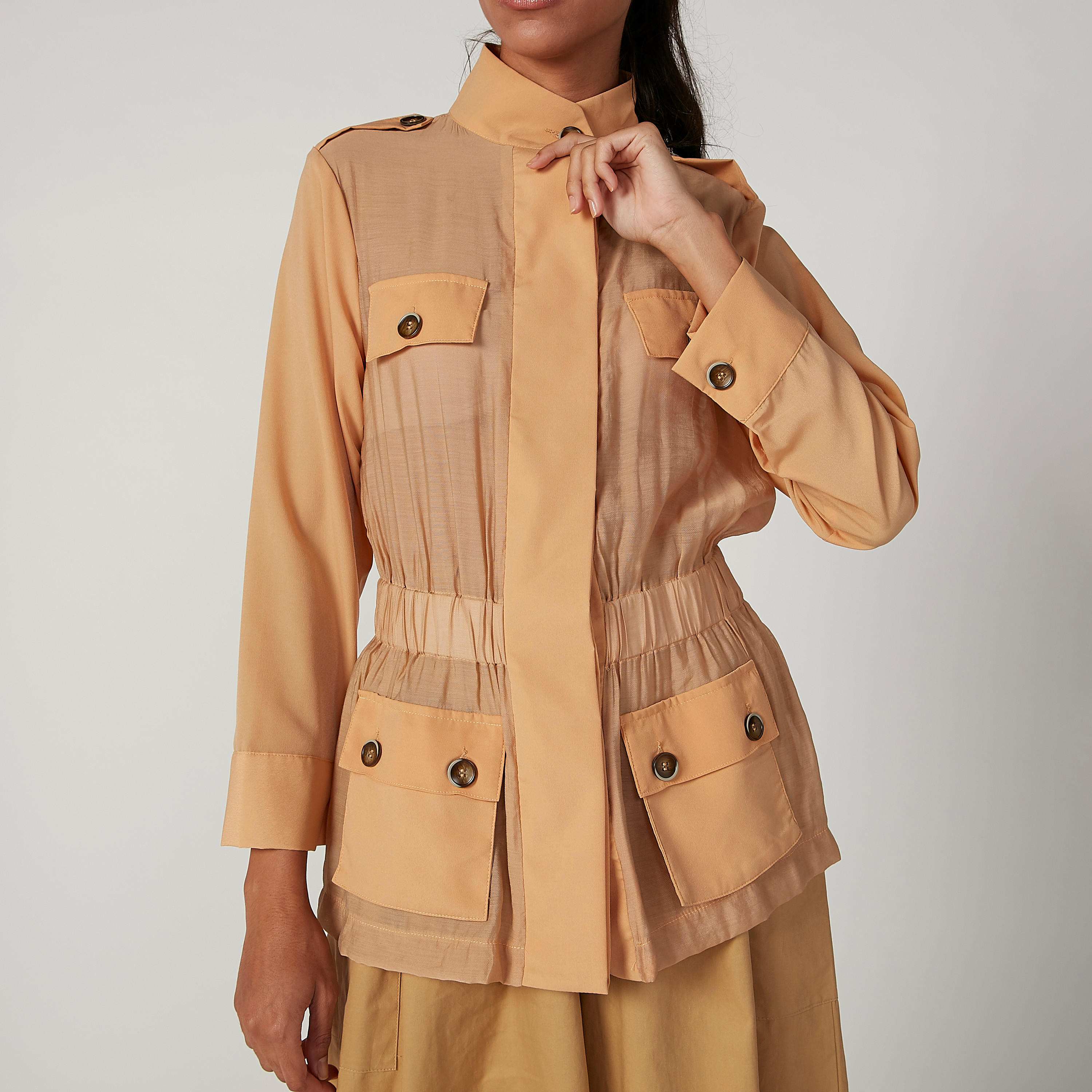 Iconic Plain Jacket with Long Sleeves and Pocket Detail-women-winterwear-coatsandjackets-jackets-image-3