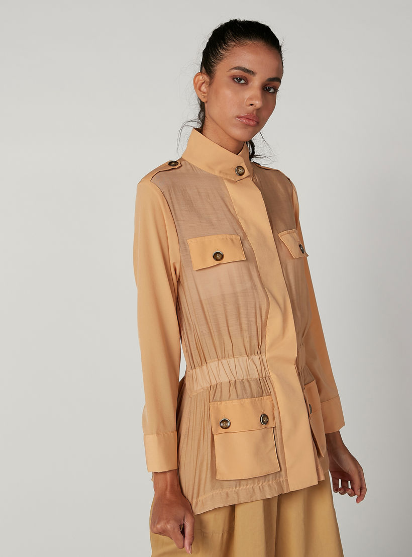 Iconic Plain Jacket with Long Sleeves and Pocket Detail-women-winterwear-coatsandjackets-jackets-image-5