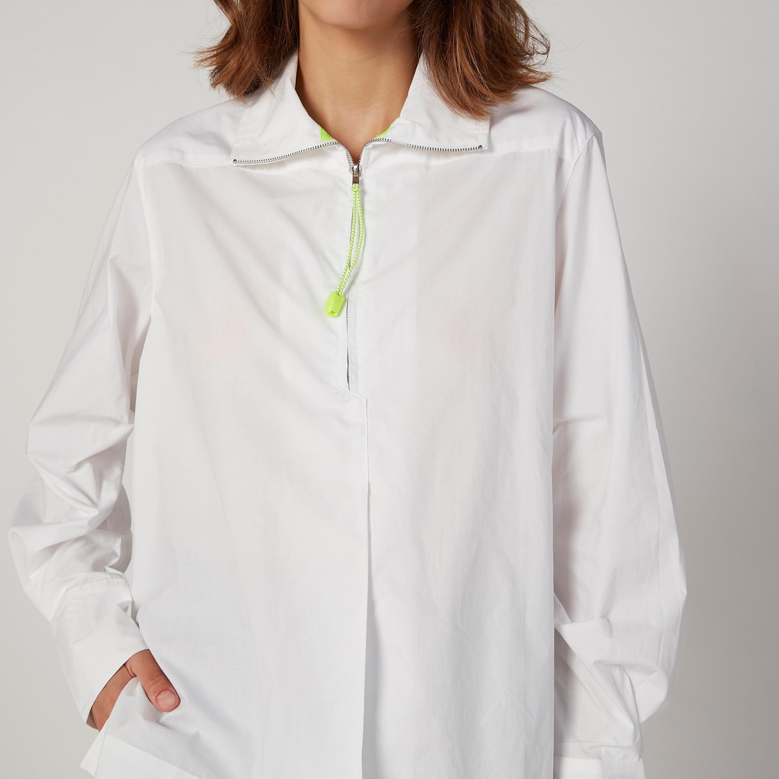 بلوزة سليم سادة بأكمام طويلة وسحّاب من آيكونيك-women-clothing-shirtsandblouses-blouses-image-3