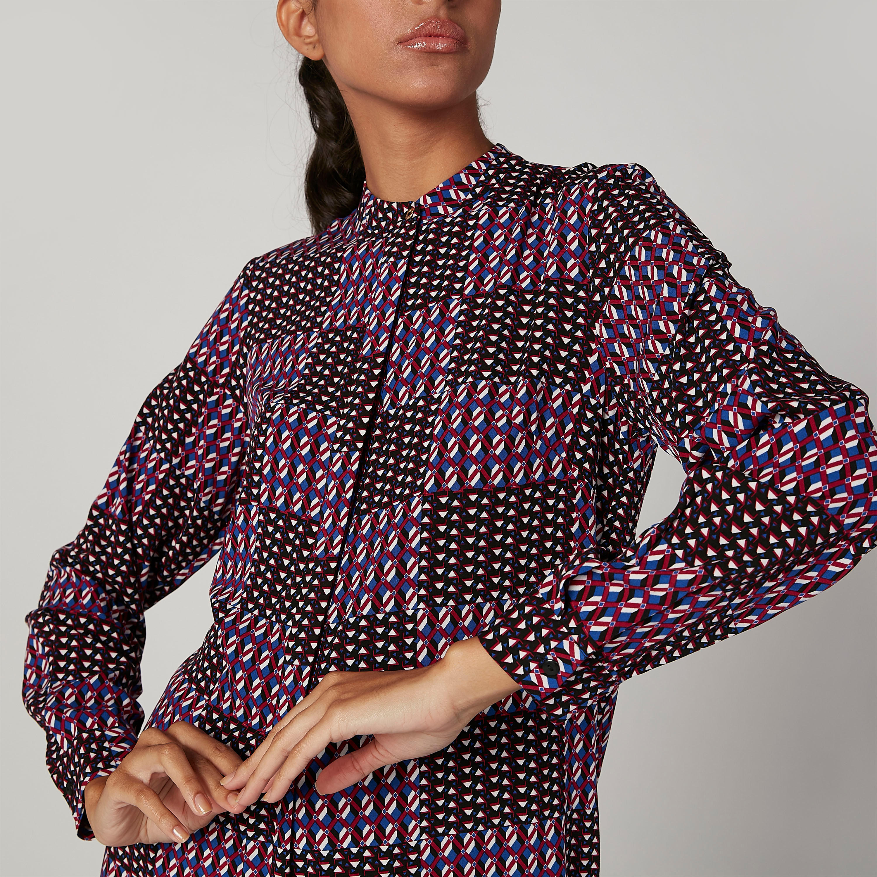 Iconic Printed Top with Mandarin Collar and Long Sleeves-women-clothing-shirtsandblouses-blouses-image-2