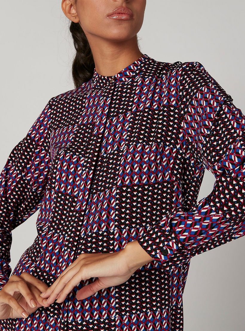 Iconic Printed Top with Mandarin Collar and Long Sleeves-women-clothing-shirtsandblouses-blouses-image-2