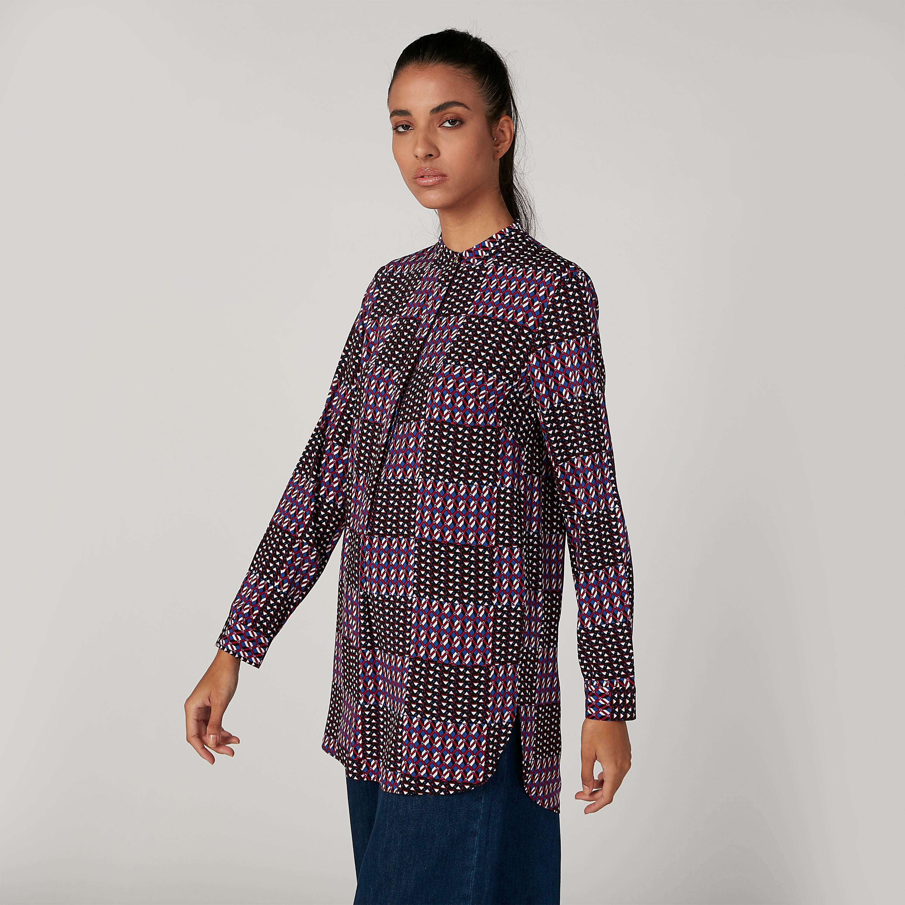Iconic Printed Top with Mandarin Collar and Long Sleeves-women-clothing-shirtsandblouses-blouses-image-4