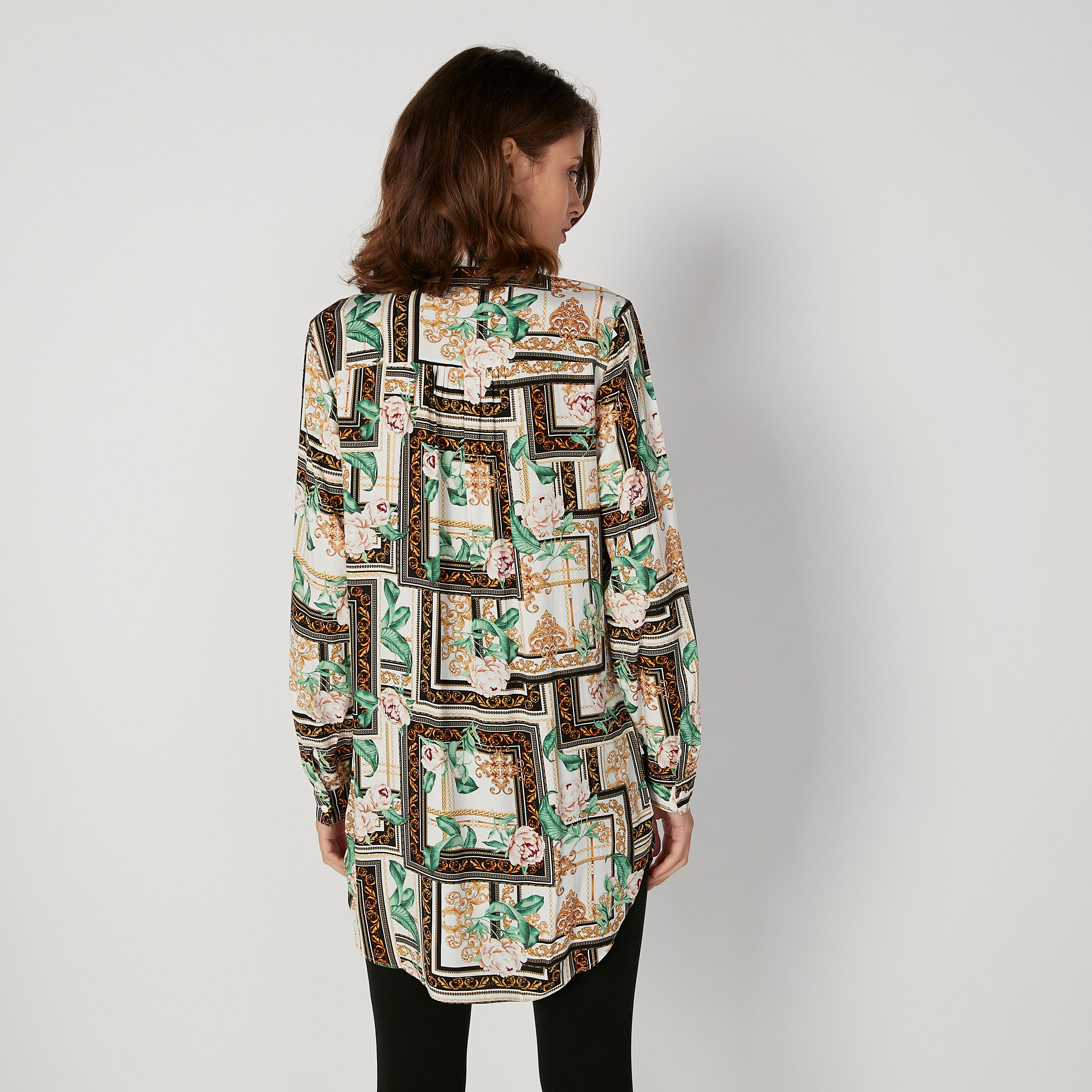 بلوزة بياقة ماندارين وأكمام طويلة وطبعات من آيكونيك-women-clothing-shirtsandblouses-blouses-image-3