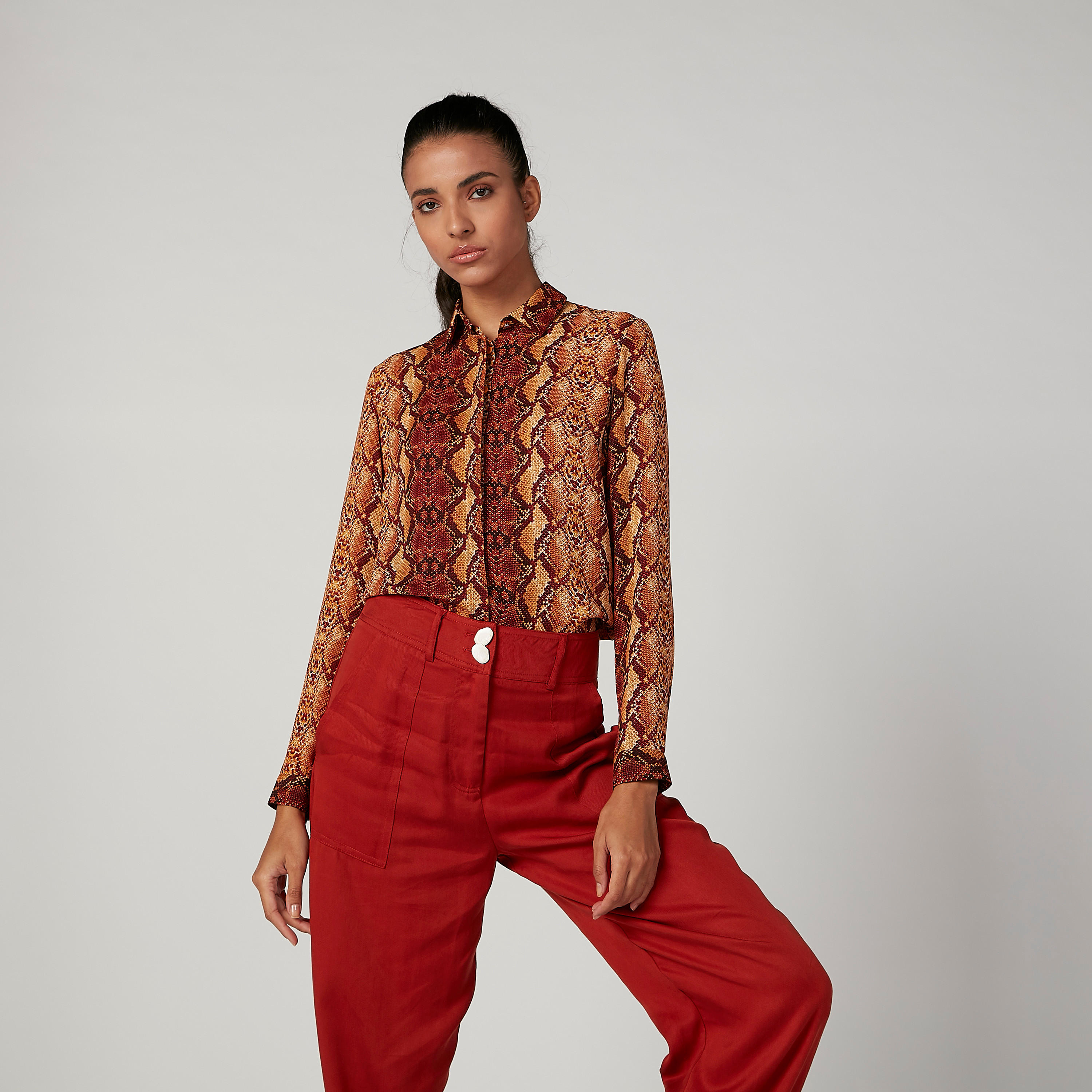 قميص بياقة عادية وأكمام طويلة وطبعات حيوانات من آيكونيك-women-clothing-shirtsandblouses-shirts-image-2