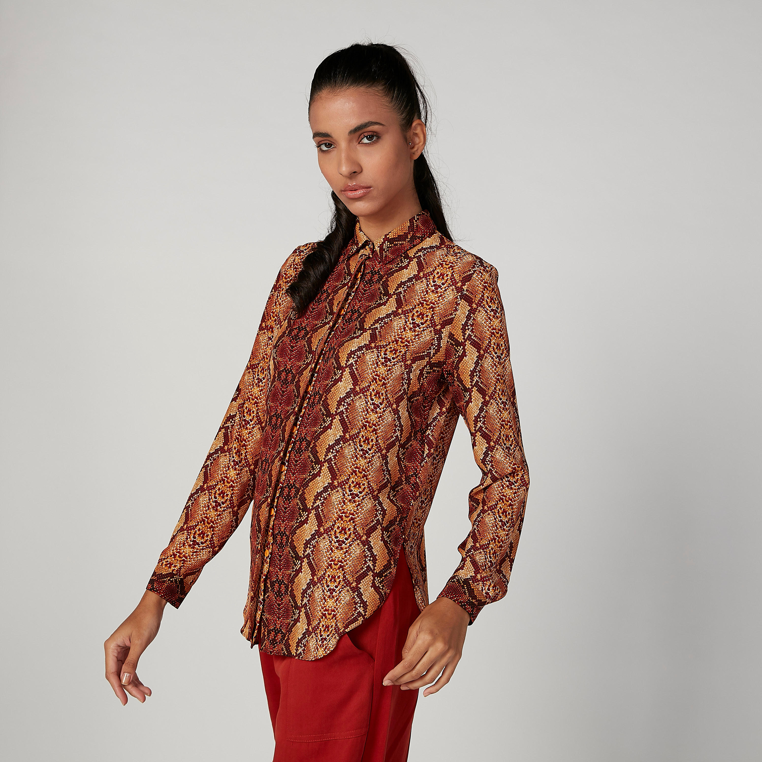 قميص بياقة عادية وأكمام طويلة وطبعات حيوانات من آيكونيك-women-clothing-shirtsandblouses-shirts-image-5