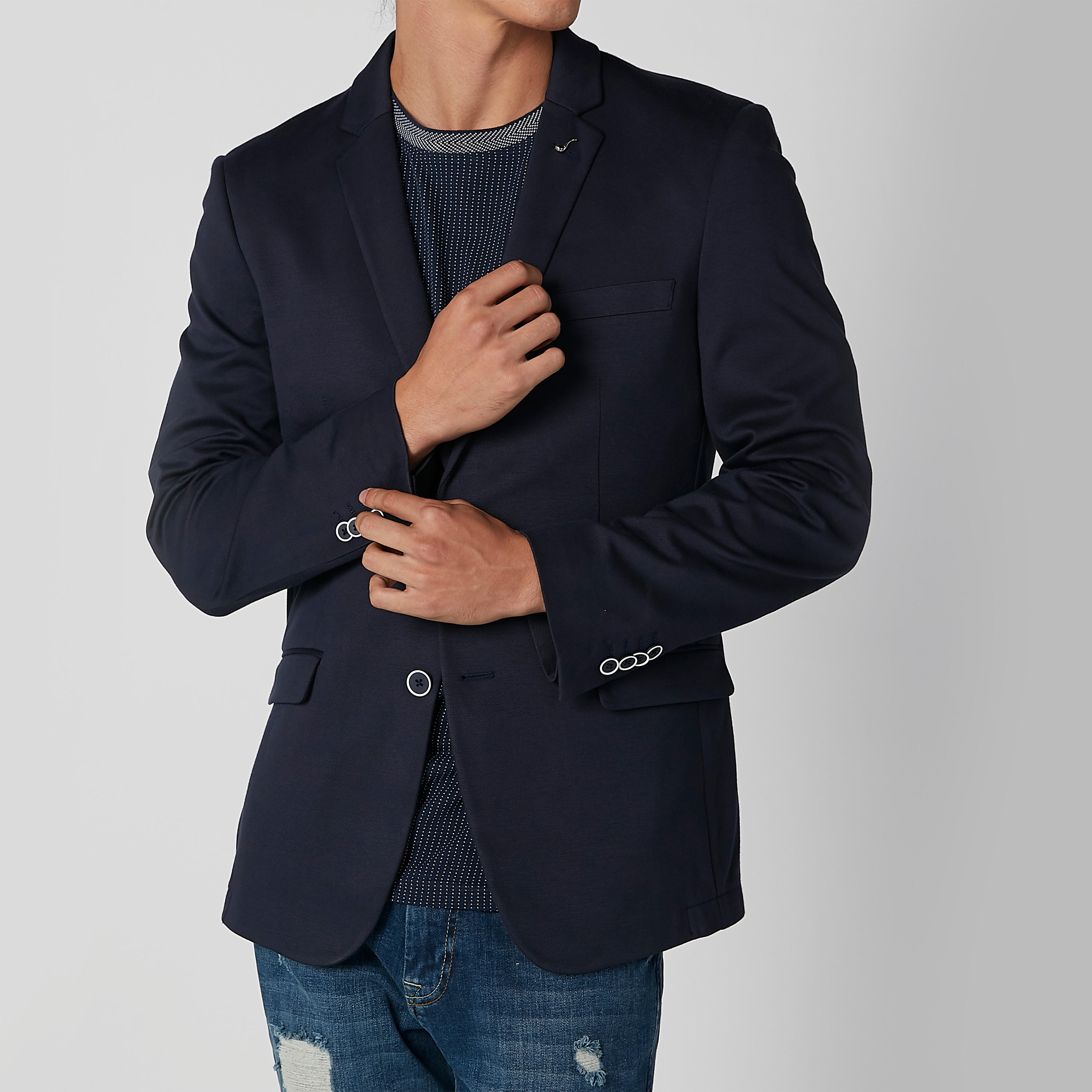 بليزر سليم سادة بياقة طويلة وأكمام طويلة من آيكونيك-men-winterwear-jacketsandblazers-image-3