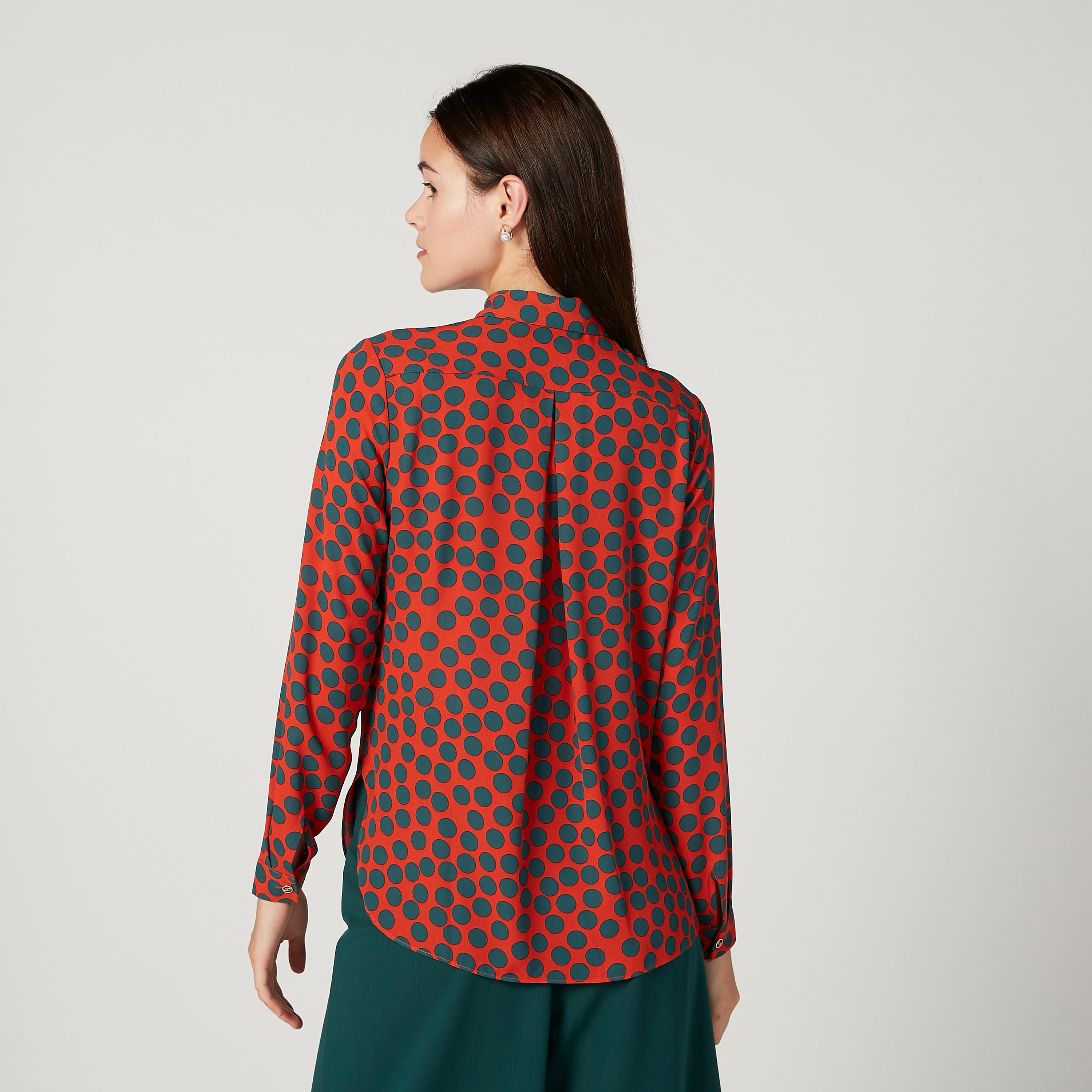 Iconioc Polka Dot Printed Top with Spread Collar and Long Sleeves-women-clothing-shirtsandblouses-blouses-image-4