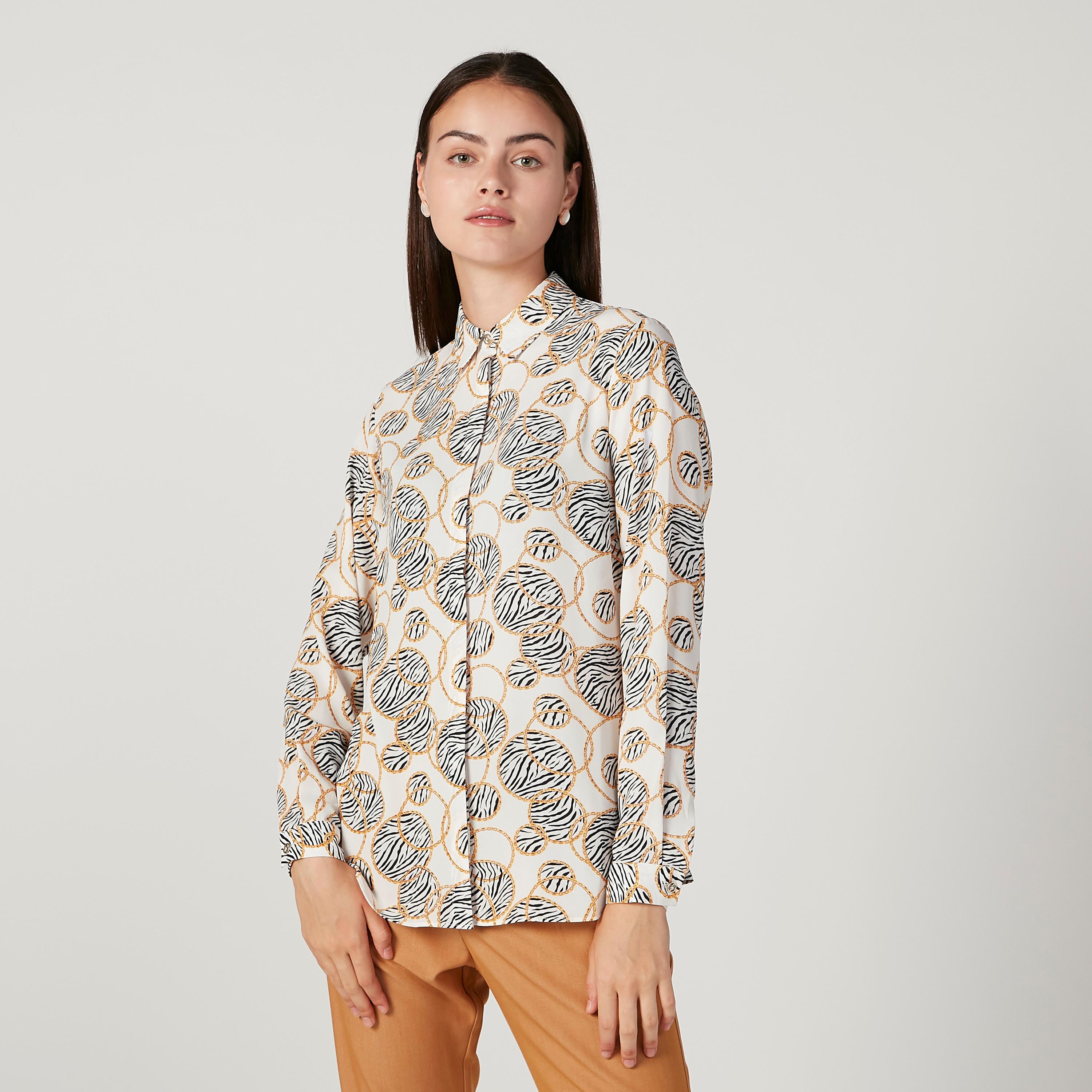 Iconic Printed Shirt with Long Sleeves and Concealed Placket-women-clothing-shirtsandblouses-shirts-image-1