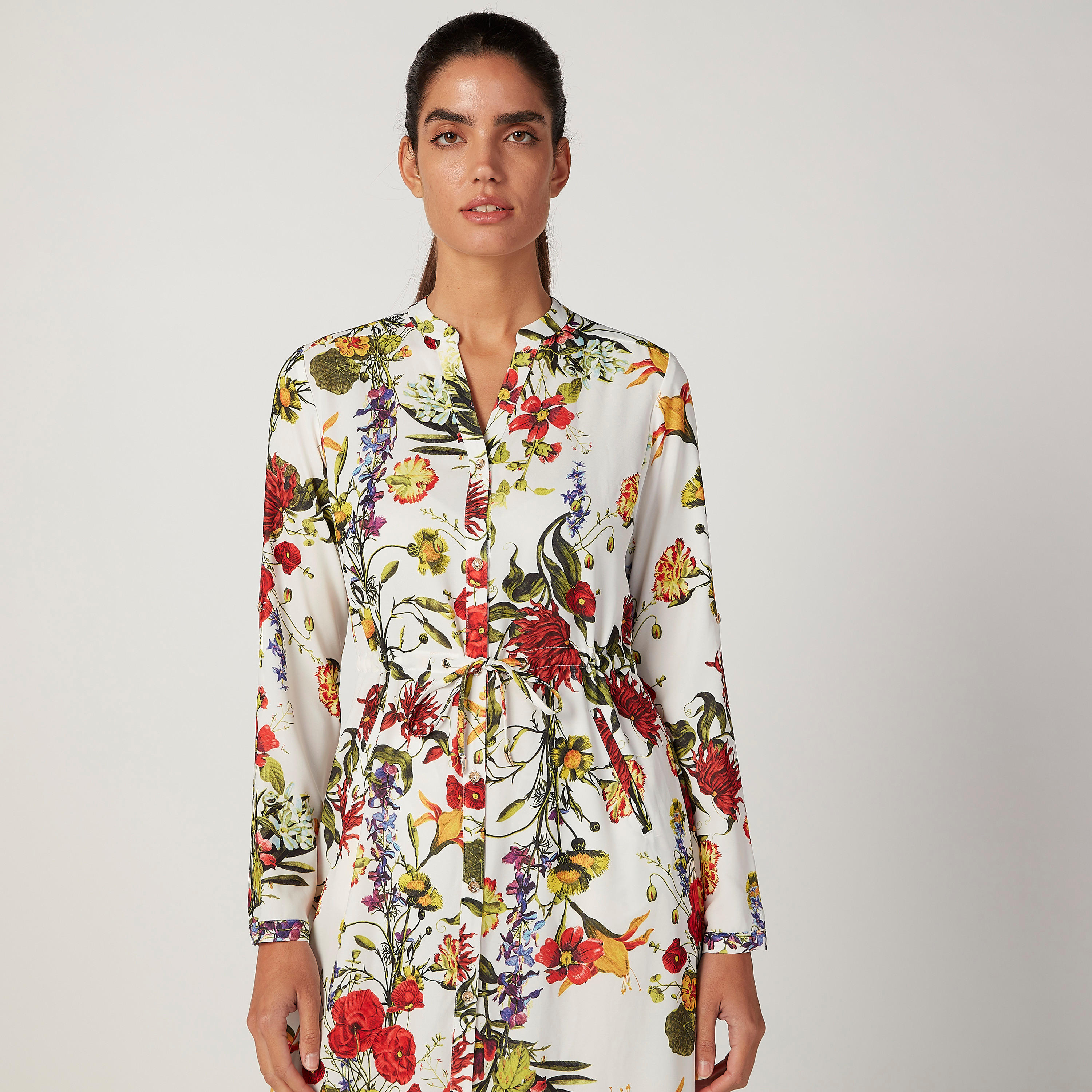 فستان قميص طويل بأكمام طويلة وأربطة وطبعات زهرية من آيكونيك-women-clothing-dresses-image-3