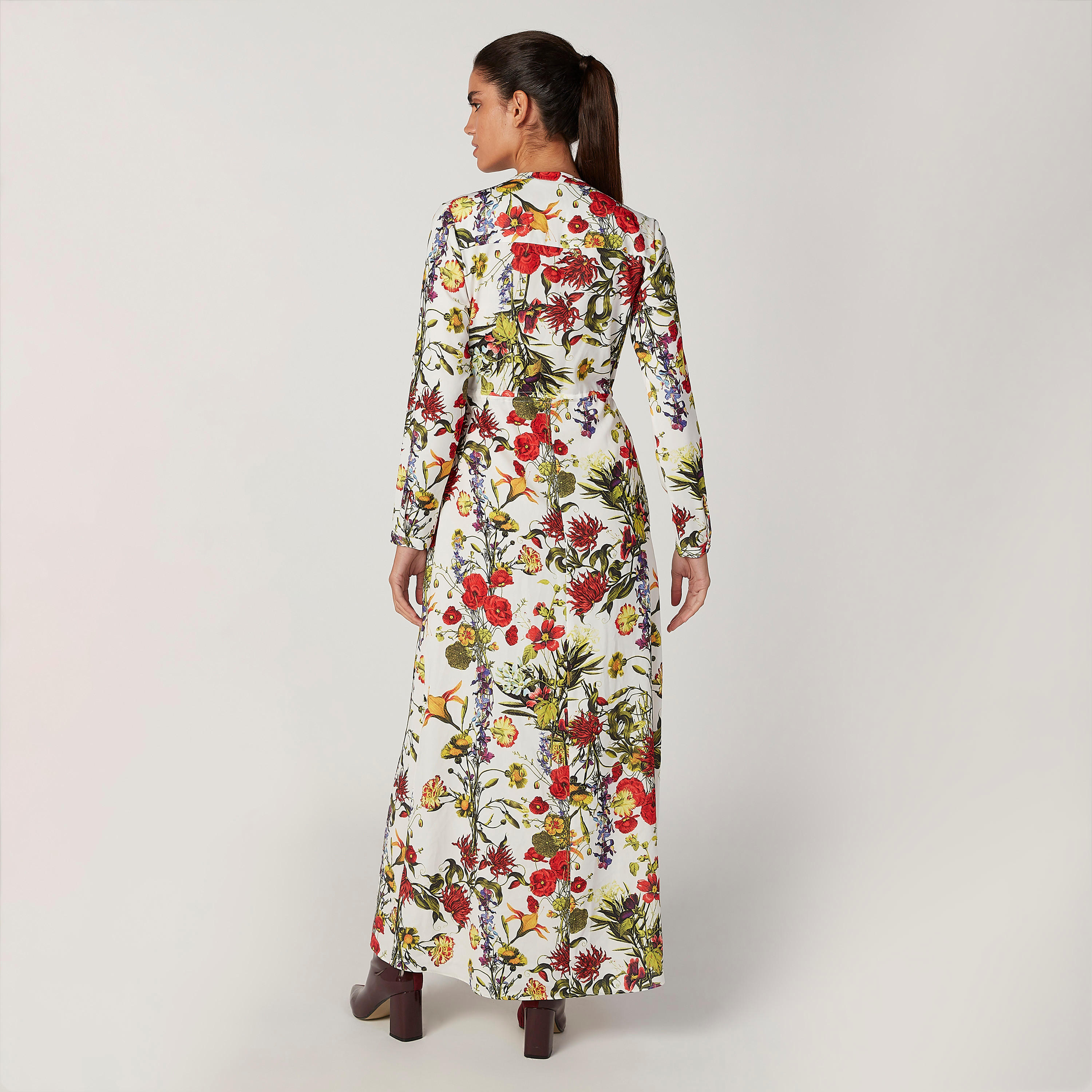 فستان قميص طويل بأكمام طويلة وأربطة وطبعات زهرية من آيكونيك-women-clothing-dresses-image-4