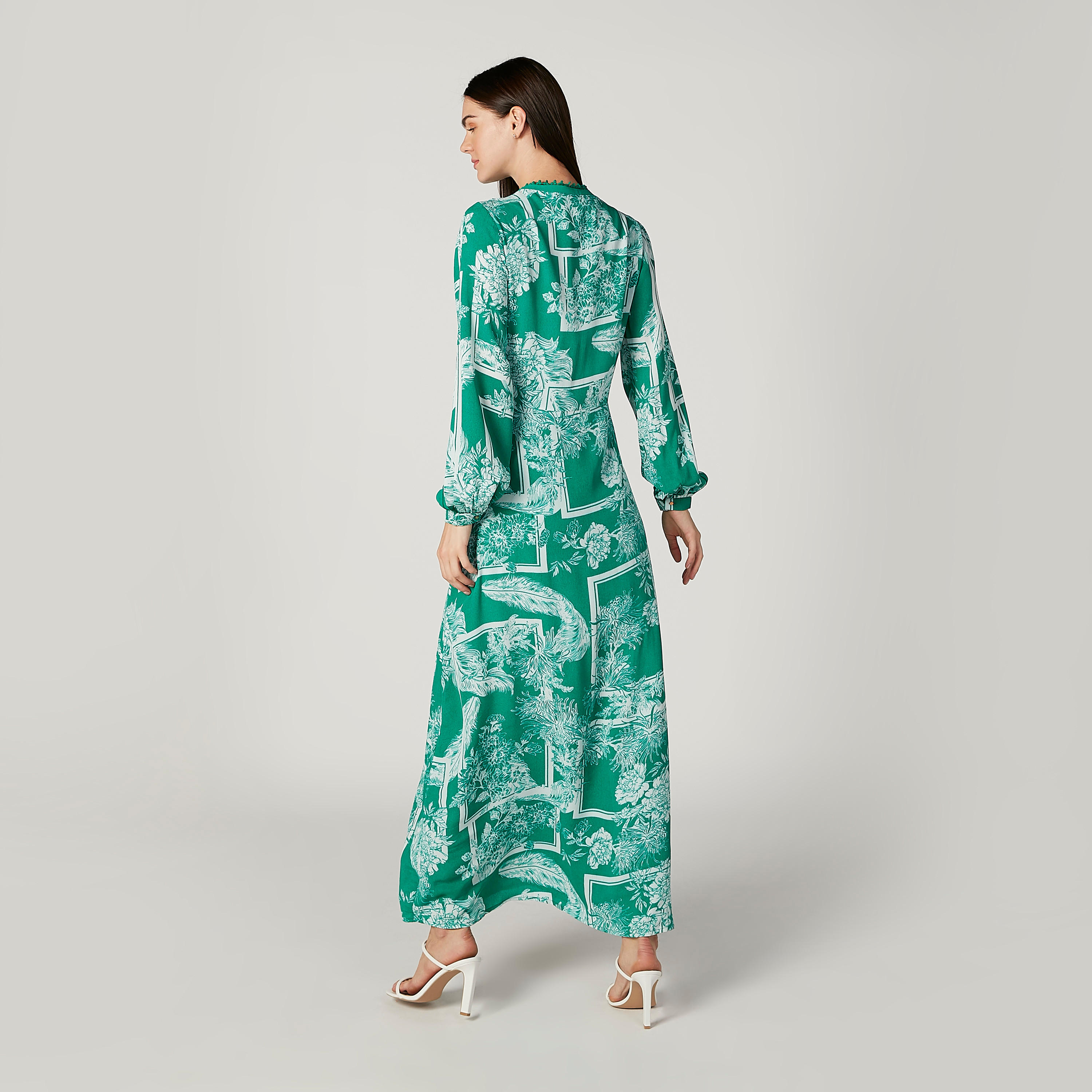 فستان طويل ايه لاين بأكمام بيشوب وأربطة وطبعات من آيكونيك-women-clothing-dresses-image-4