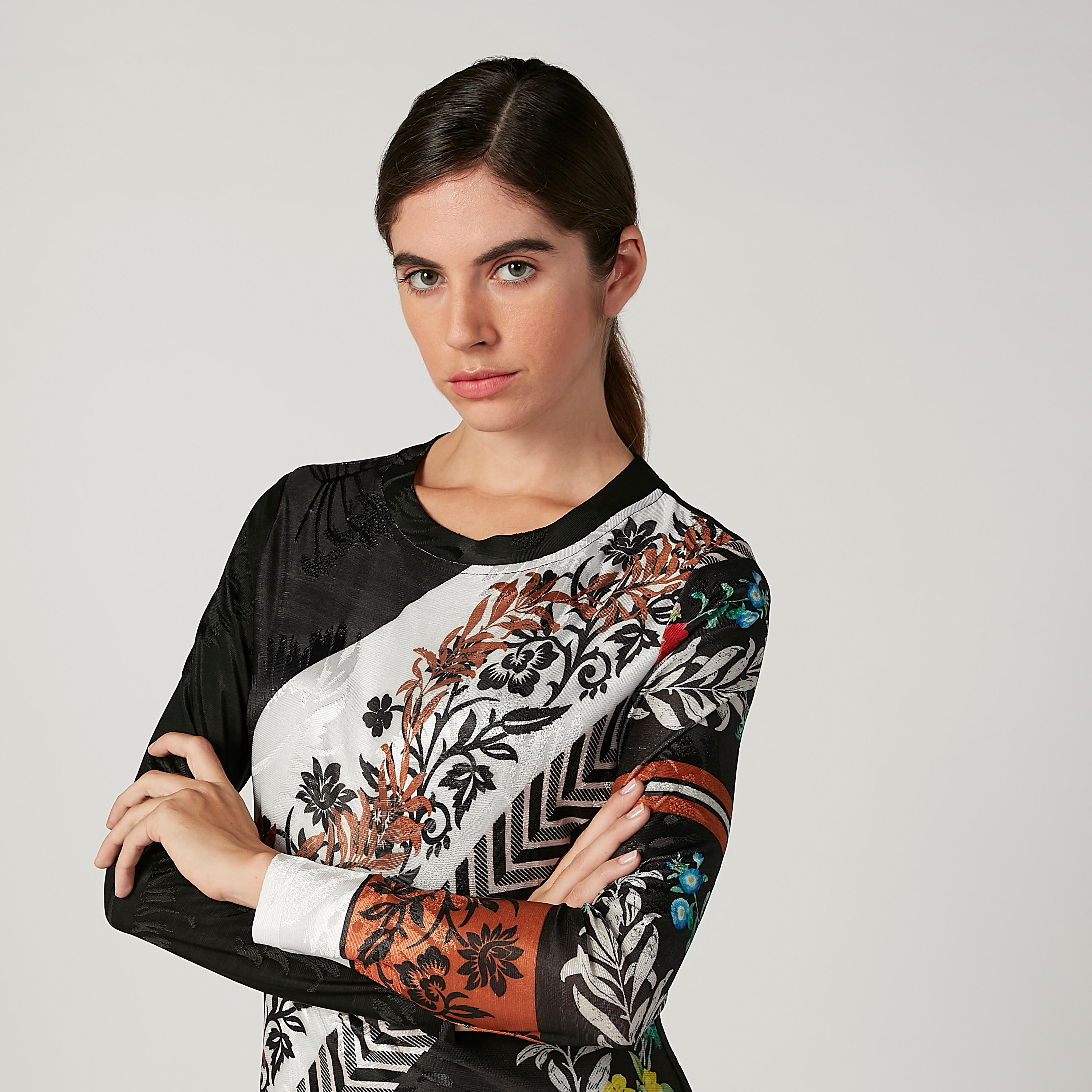 فستان ميدي زهري بأكمام طويلة وحواف غير مستوية من آيكونيك-women-clothing-dresses-image-3