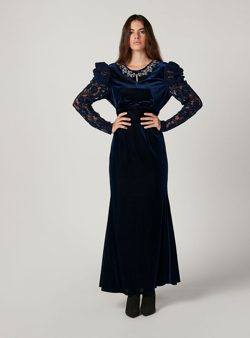 فستان طويل إيه لاين مزيّن بأكمام طويلة من آيكونيك-women-clothing-dresses-image-1