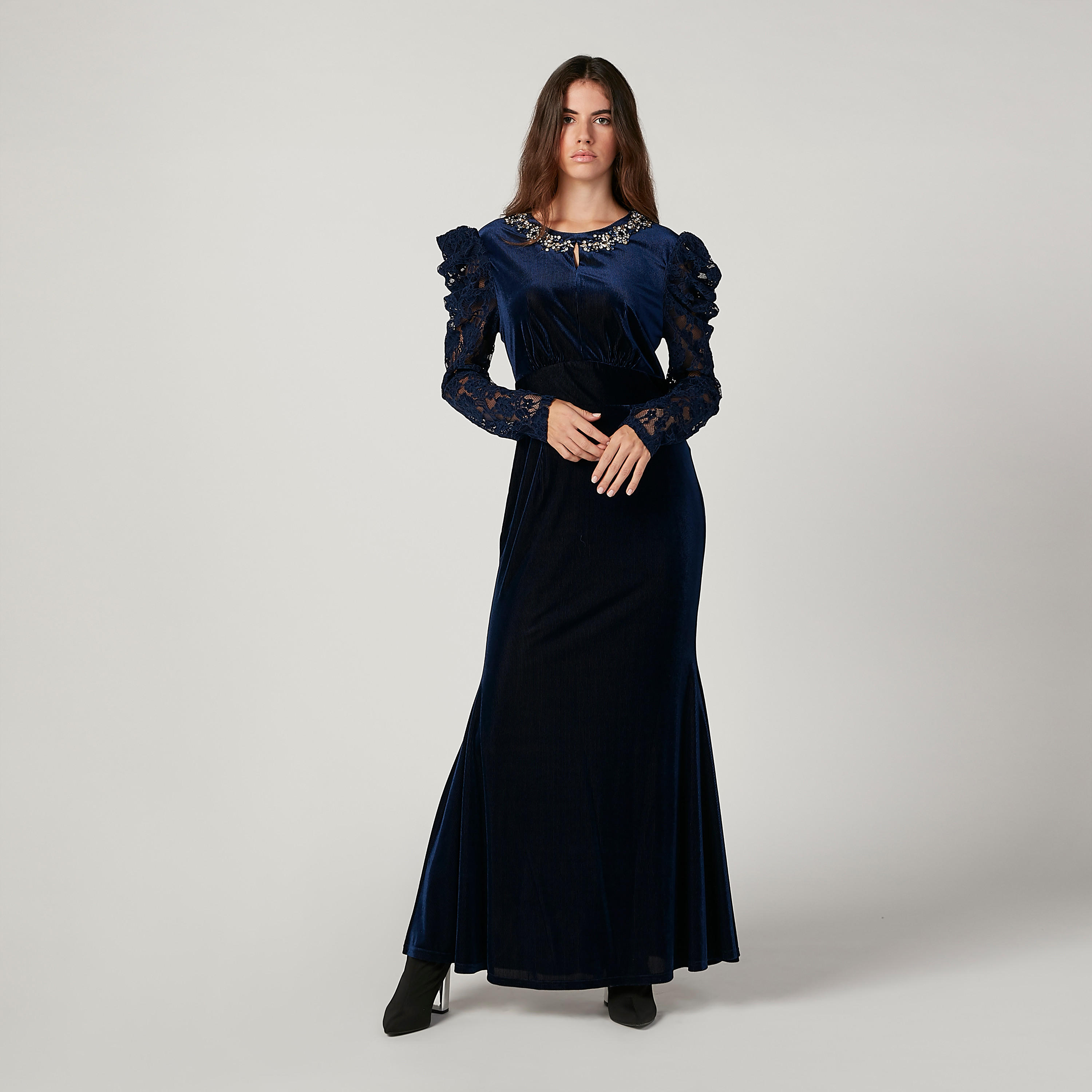 فستان طويل إيه لاين مزيّن بأكمام طويلة من آيكونيك-women-clothing-dresses-image-2