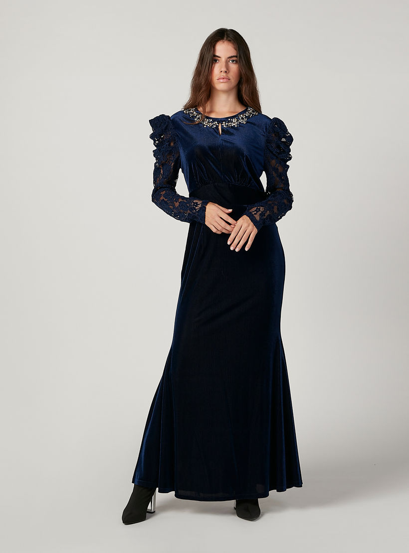 فستان طويل إيه لاين مزيّن بأكمام طويلة من آيكونيك-women-clothing-dresses-image-2