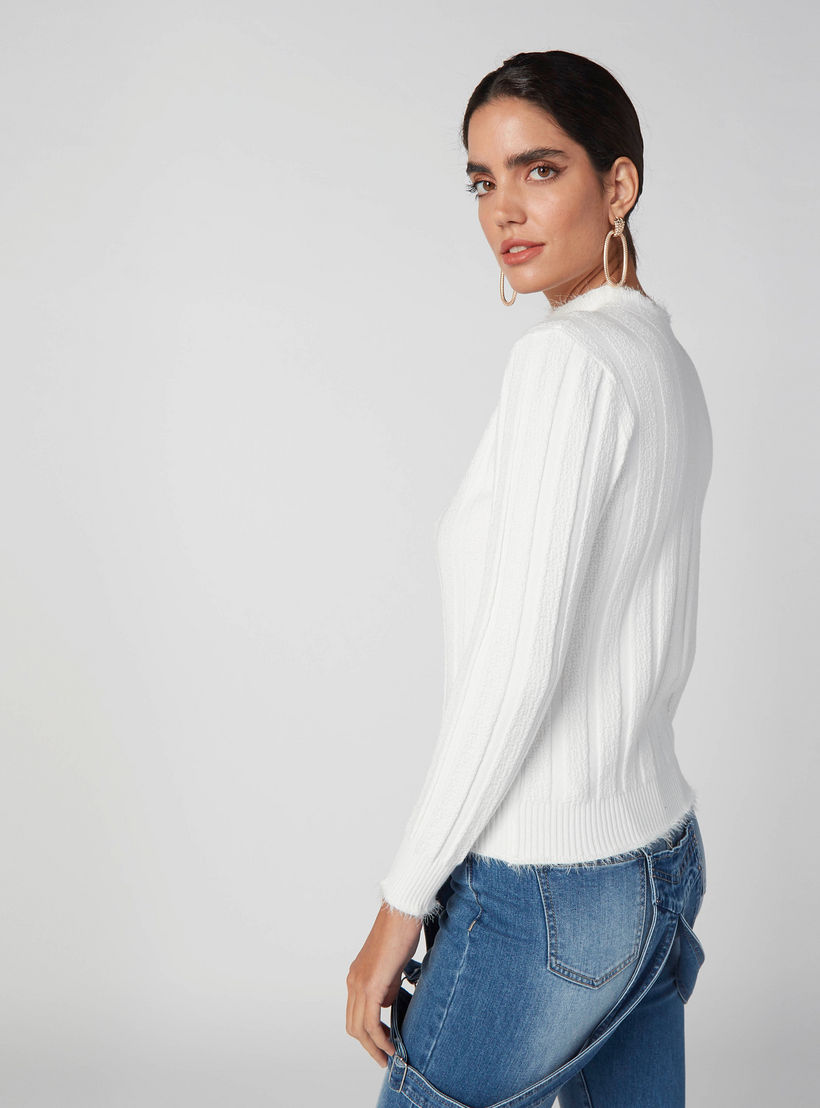 كنزة سليم فيت بارزة الملمس بياقة عالية وأكمام طويلة من آيكونيك-women-clothing-cardigansandjumpers-jumpers-image-5