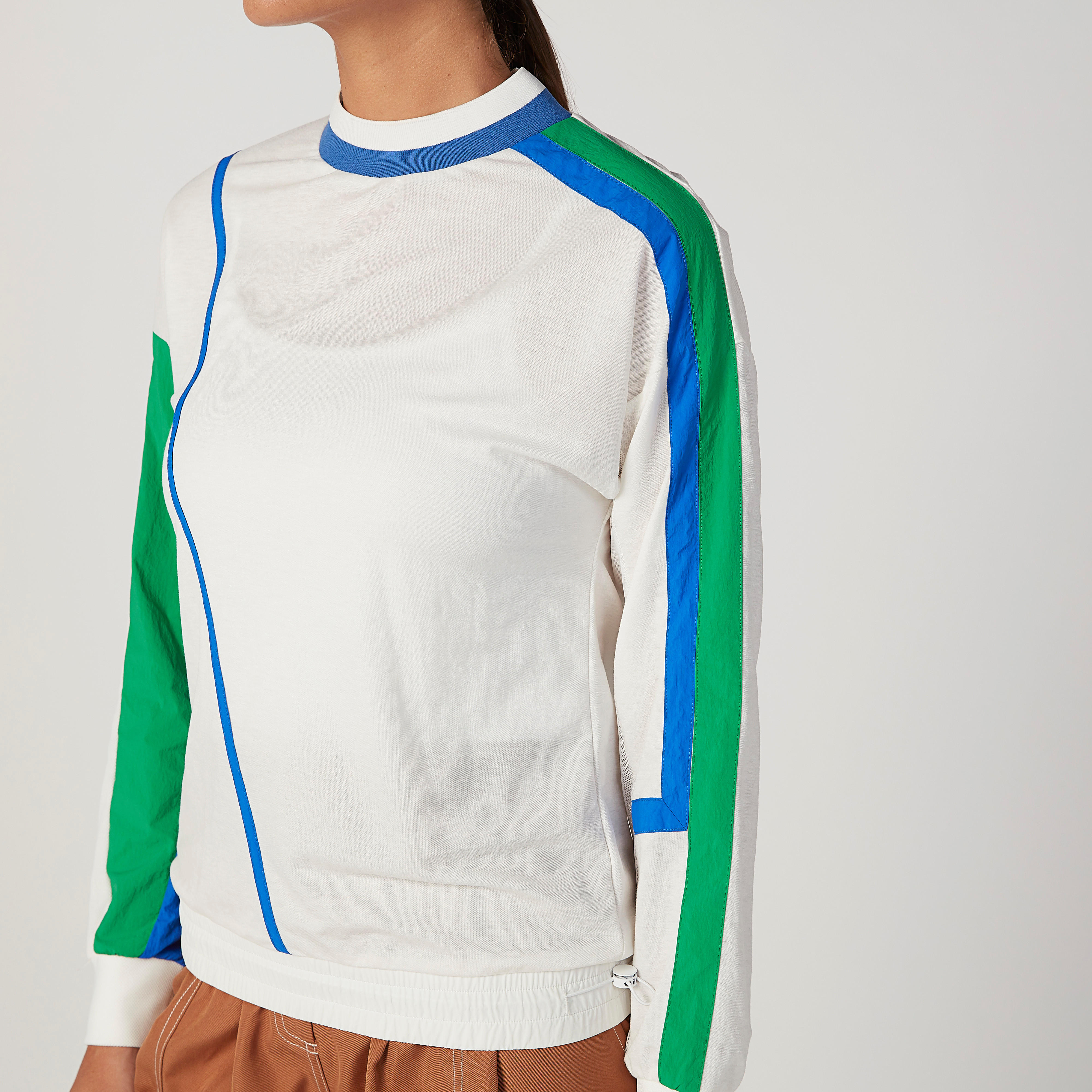 بلوزة بنمط كتل الألوان بياقة مستديرة وأكمام طويلة من آيكونيك-women-clothing-shirtsandblouses-blouses-image-3