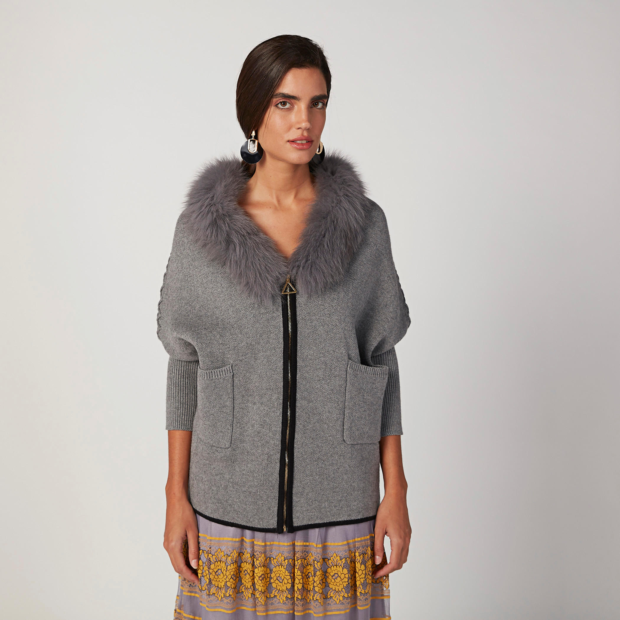 Iconic Wide Fit Textured Cardigan with Long Sleeves and Pocket Detail-women-winterwear-cardigansandjumpers-cardigans-image-1
