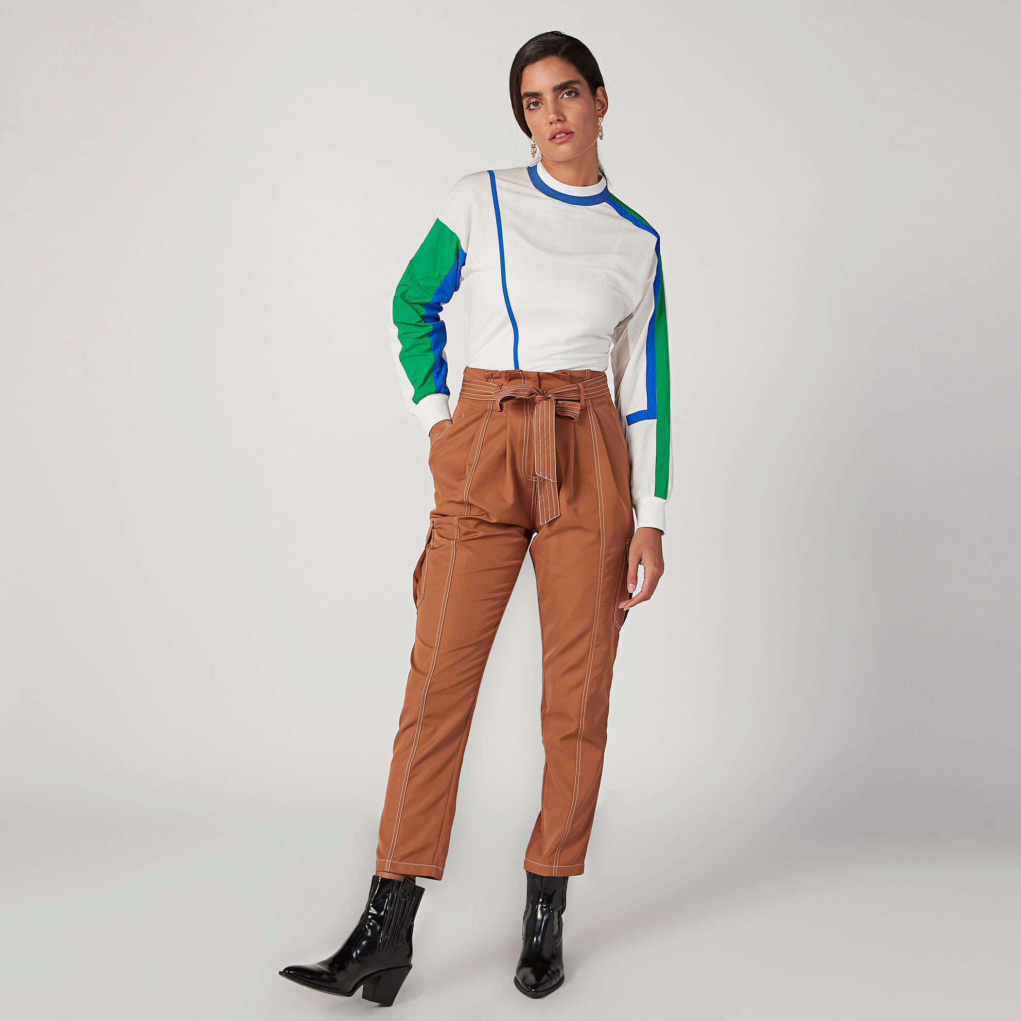 Iconic Wide Fit Plain High Waist Trousers with Paper Bag Waist-women-clothing-bottoms-trousers-image-2